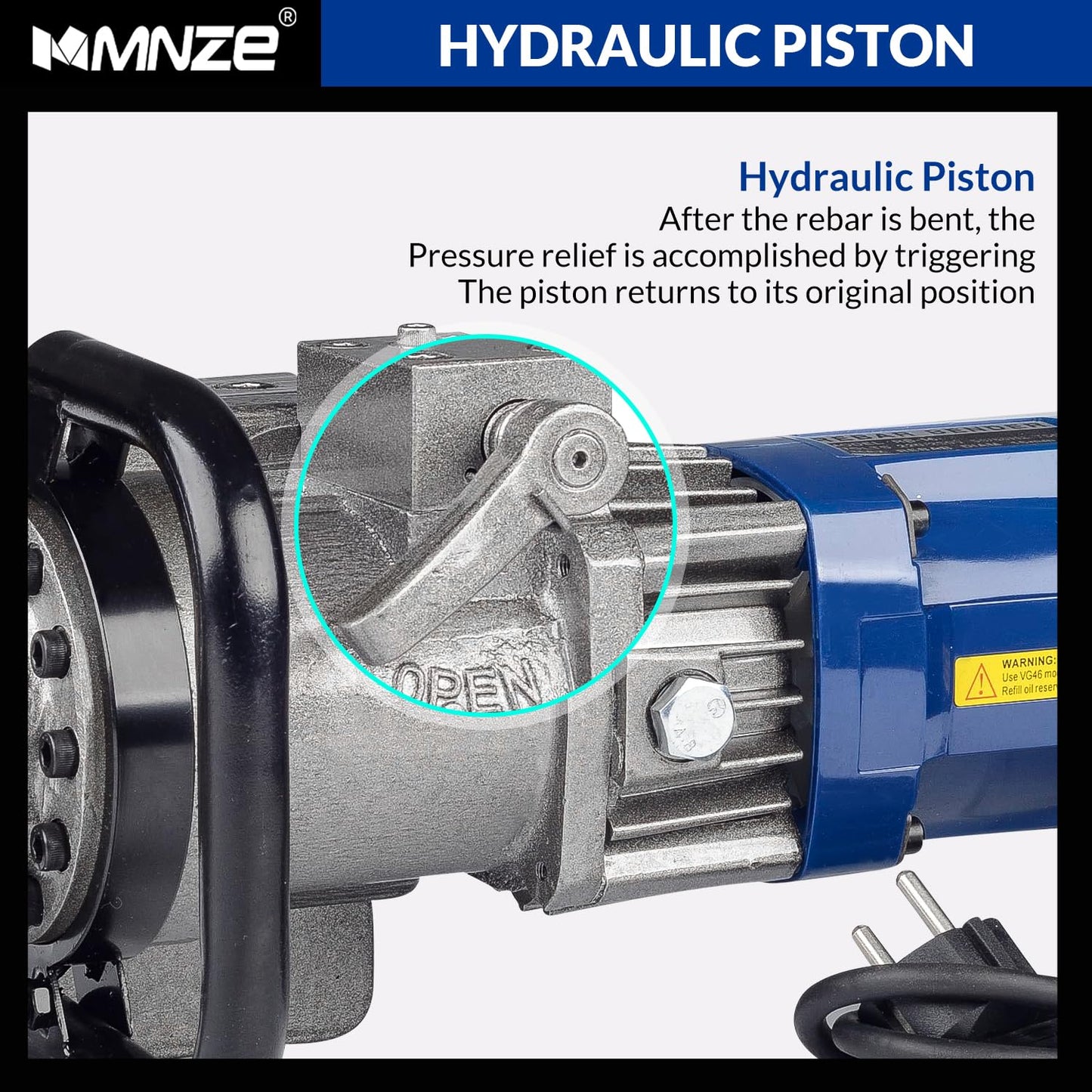 MMNZE Electric Hydraulic Rebar Bender, 900W 110V 5/8Inch 16 mm Bending Steel Machine Hand Held Rebar Bender Angle 0-130 Degrees with Positioning Bolt