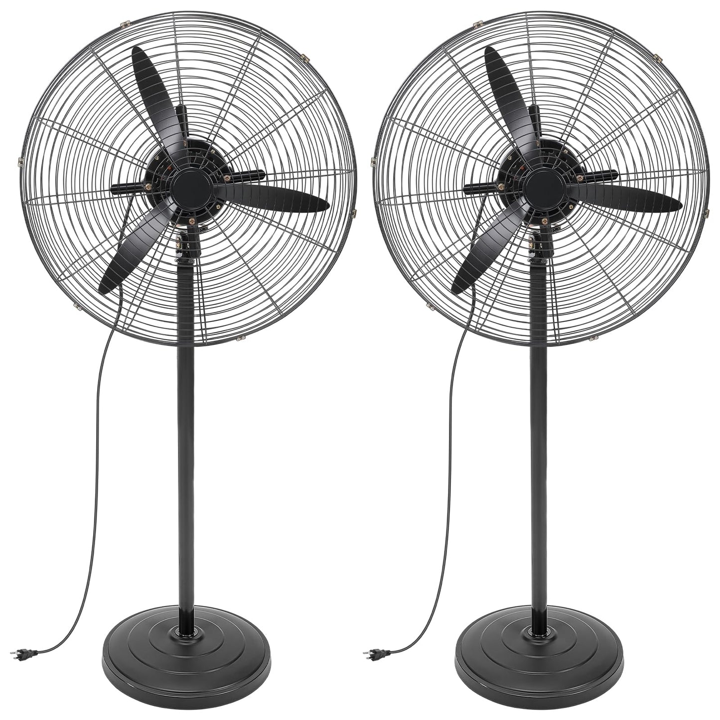 Aurelema 2 Pack 27 Inch Oscillating Pedestal Fans, 7500 CFM High Velocity Heavy Duty Floor Stand Fan with 3 Speeds, Copper Motor Commercial Standing Cooling for Garage Warehouse Workshop, Black