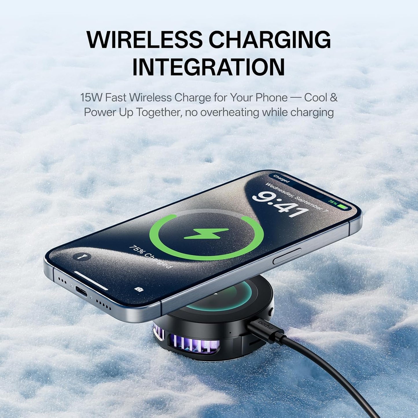 MC05 15W Rapoo Phone Cooler for Gaming and Streaming, Semiconductor Cooling Technology, Low-Noise, Magsafe Wireless