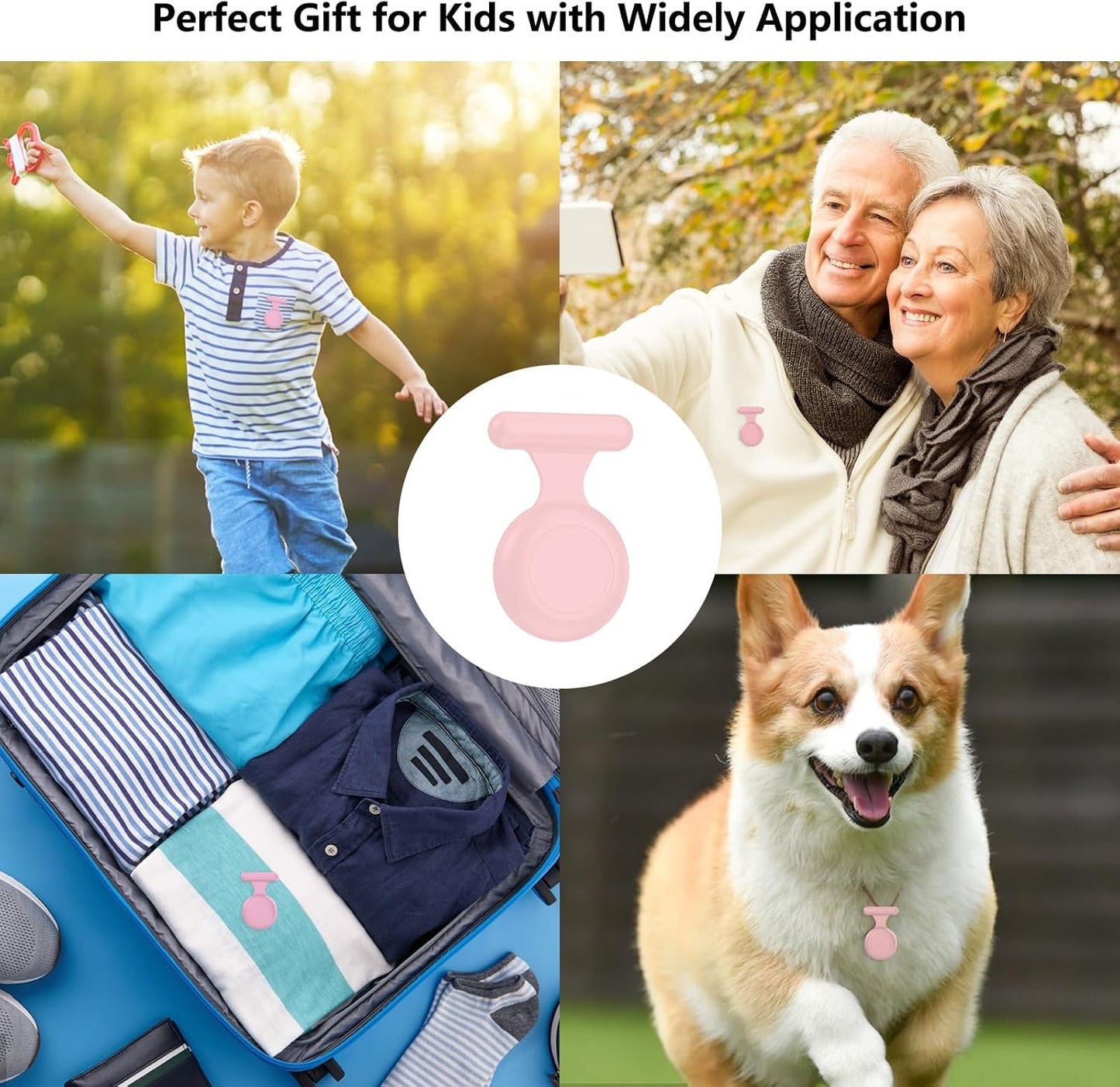 Frylaa AirTag Holder Case for Kids Waterproof,Hidden AirTag Case with Brooch Pin Holder,Item Locator,Anti Lost GPS
