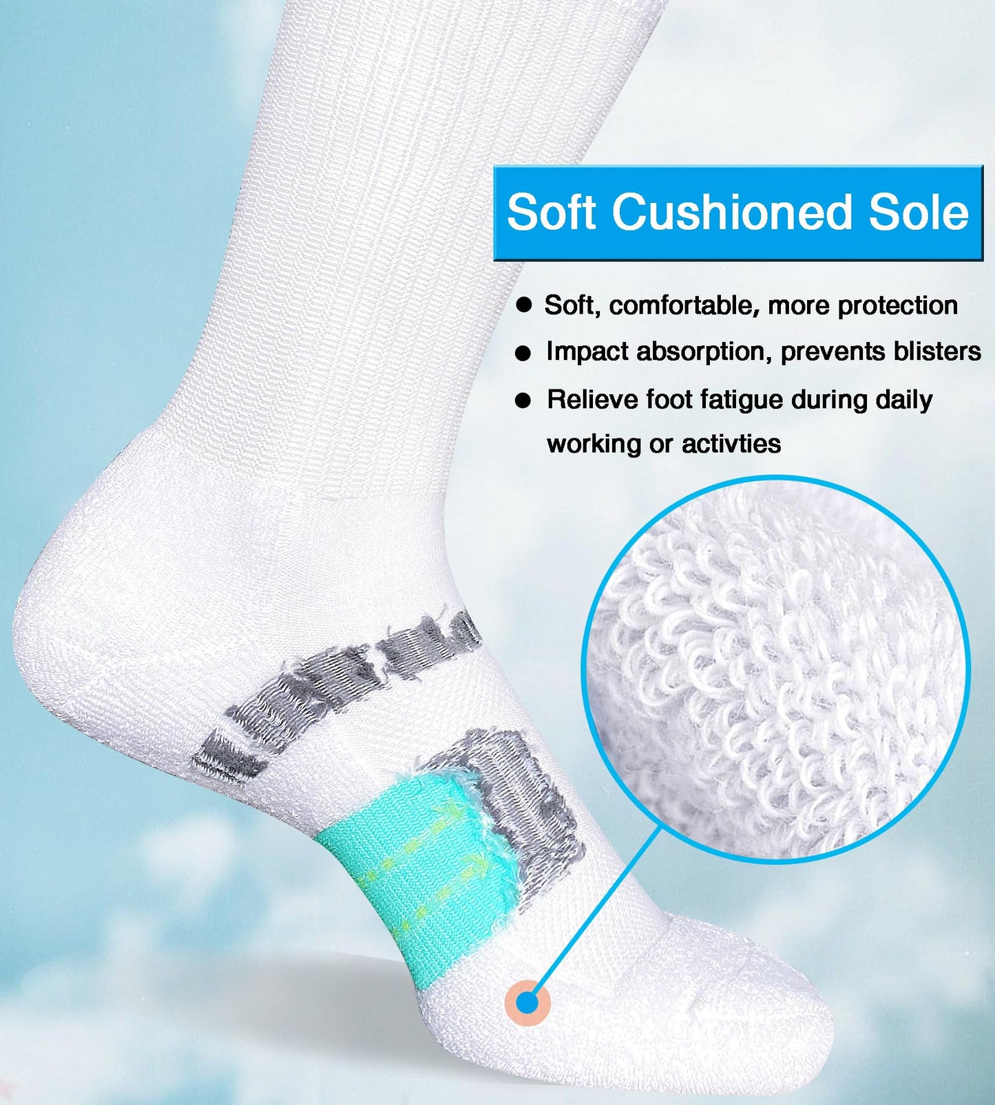 suaskk Womens Cushioned Athletic Running Crew Socks, Breathable Wicking Comfort Hiking Sock 5 Pairs