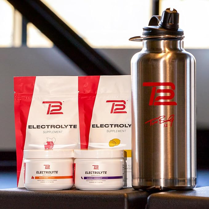 TB12 Electrolytes Powder Packets Peach Mango ??Mineral-Rich Electrolyte Powder for Fast Hydration by Tom Brady - Natural, Low Sugar, Vegan, Gluten-Free, Easy to Mix - 15 Stickpacks