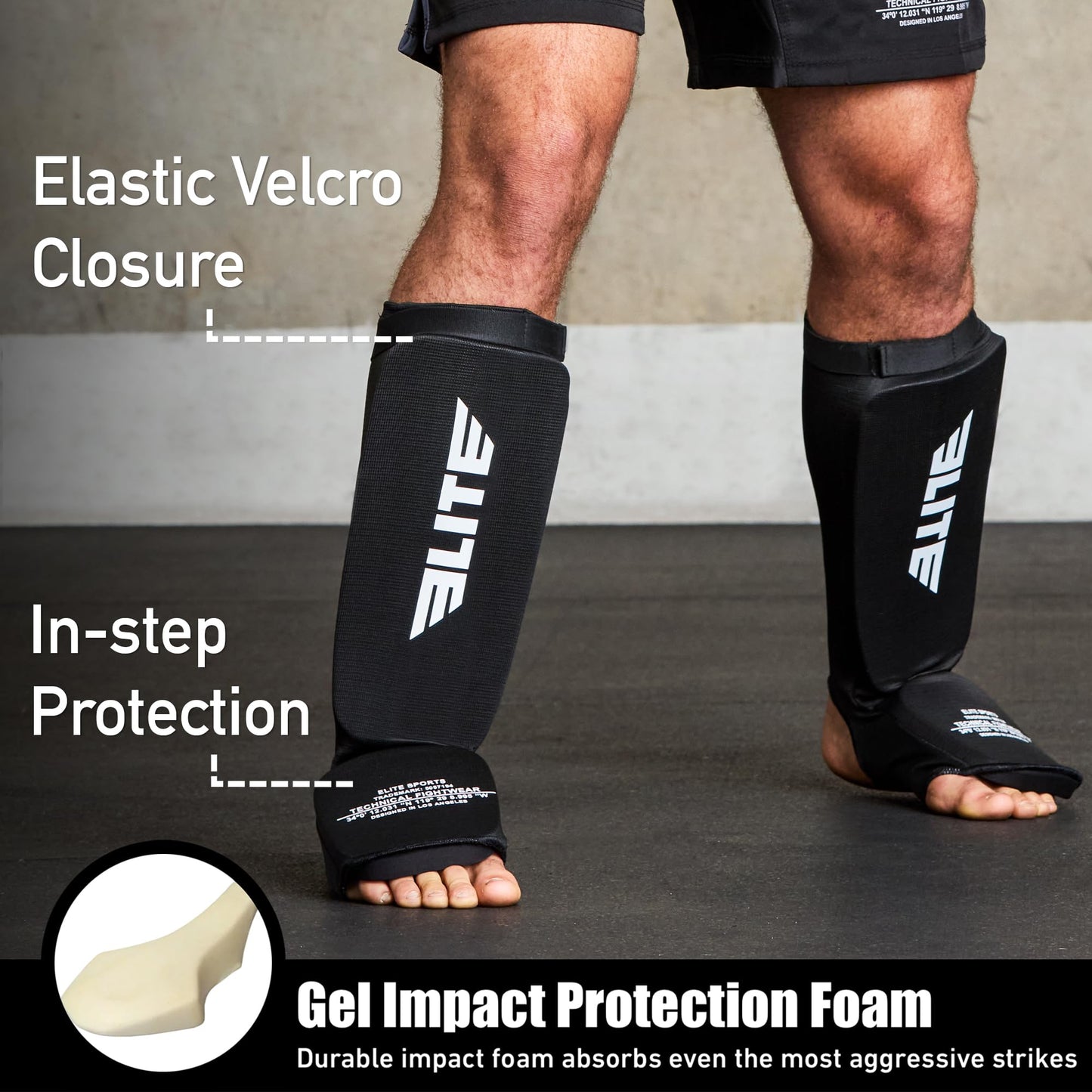Elite Sports New Item Protective Kickboxing, MMA, Muay Thai Shin & Instep Guards Leg Pad Training Protective Gear Washable