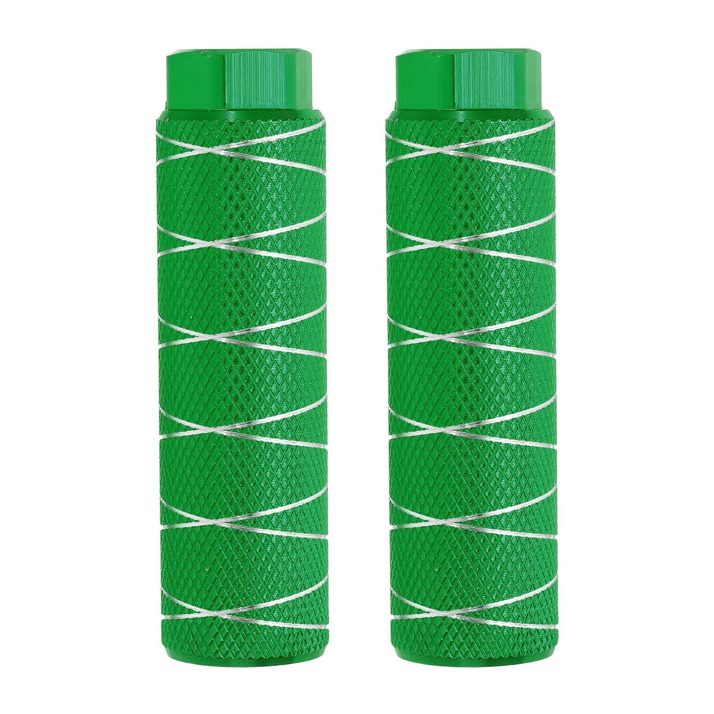 PATIKIL Bike Pegs Fit 3/8 Inch Axles, 2 Pack Aluminum Alloy Anti-Skid Lead Foot Small Bicycle Peg Back Seat Stands with Thin Line for BMX Mountain Dirt Bike Cycling Rear, Green