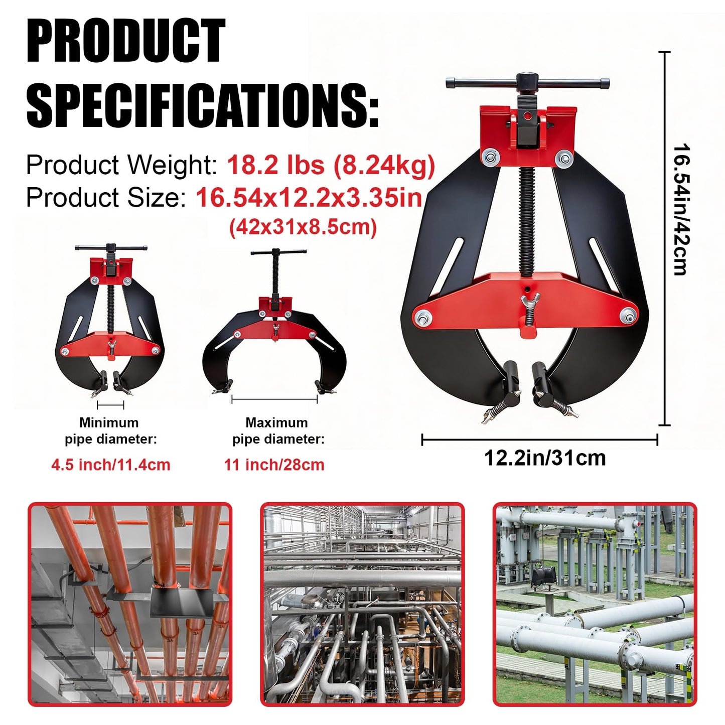 Alwalkee 4" to 11" Heavy Duty Pipe Alignment Clamp, Professional Welding Clamp with Quick Release