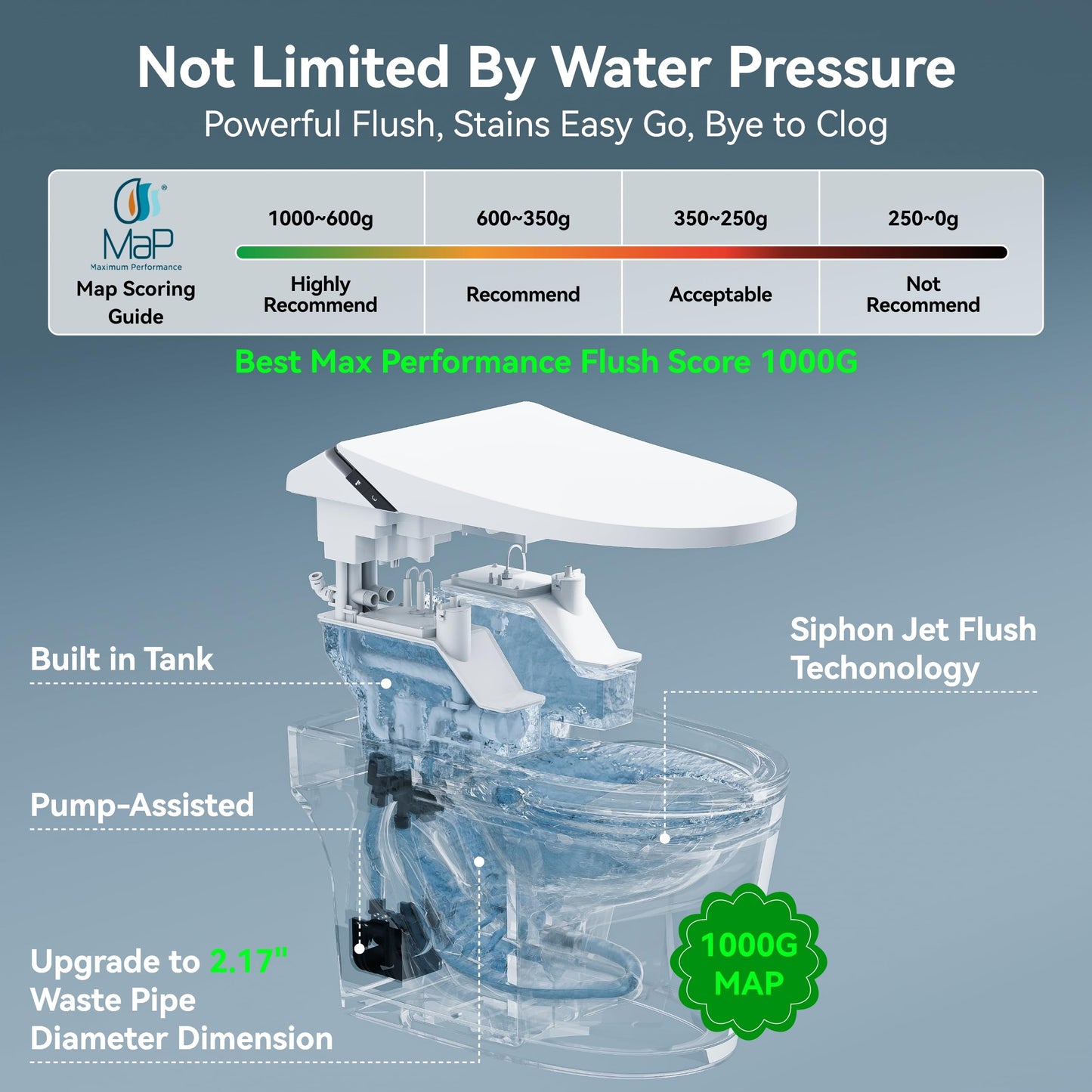 Smart Toilet with Bidet Built in,Smart Toilet with Tank,Dual Auto Flush,Foam Dispenser,Deodorization,Foot Sensor,Blackout Flush,Heated Seat,Warm Water,Bidet Toilet for Modern Bathroom,Night Light