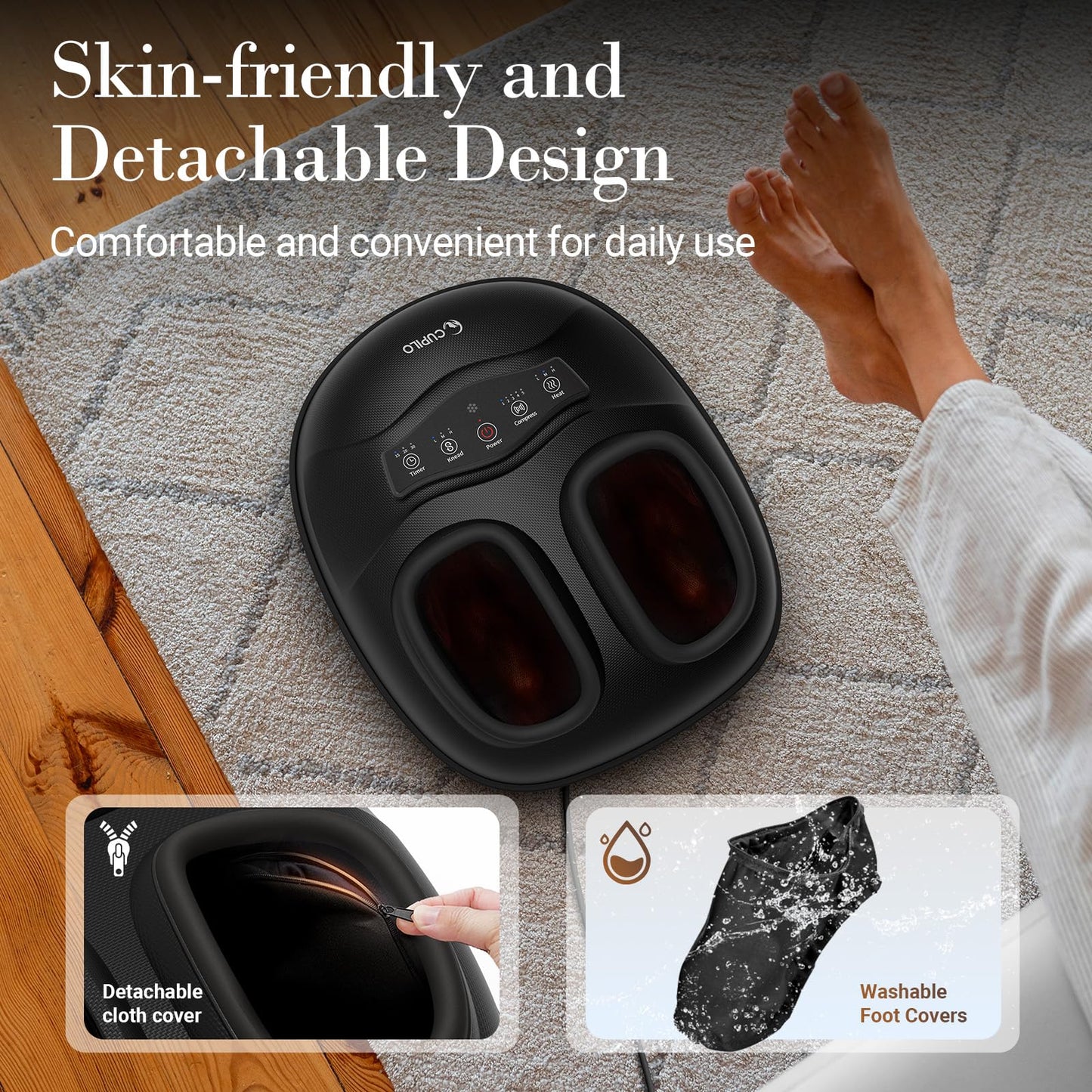 Smart Foot Massager with Heat for Neuropathy and Pain Relief - [2026 New Version], FSA Eligible HSA, Deep Kneading Foot Massager for Plantar Fasciitis, APP Mobile Remote Control, Gifts for Women Men