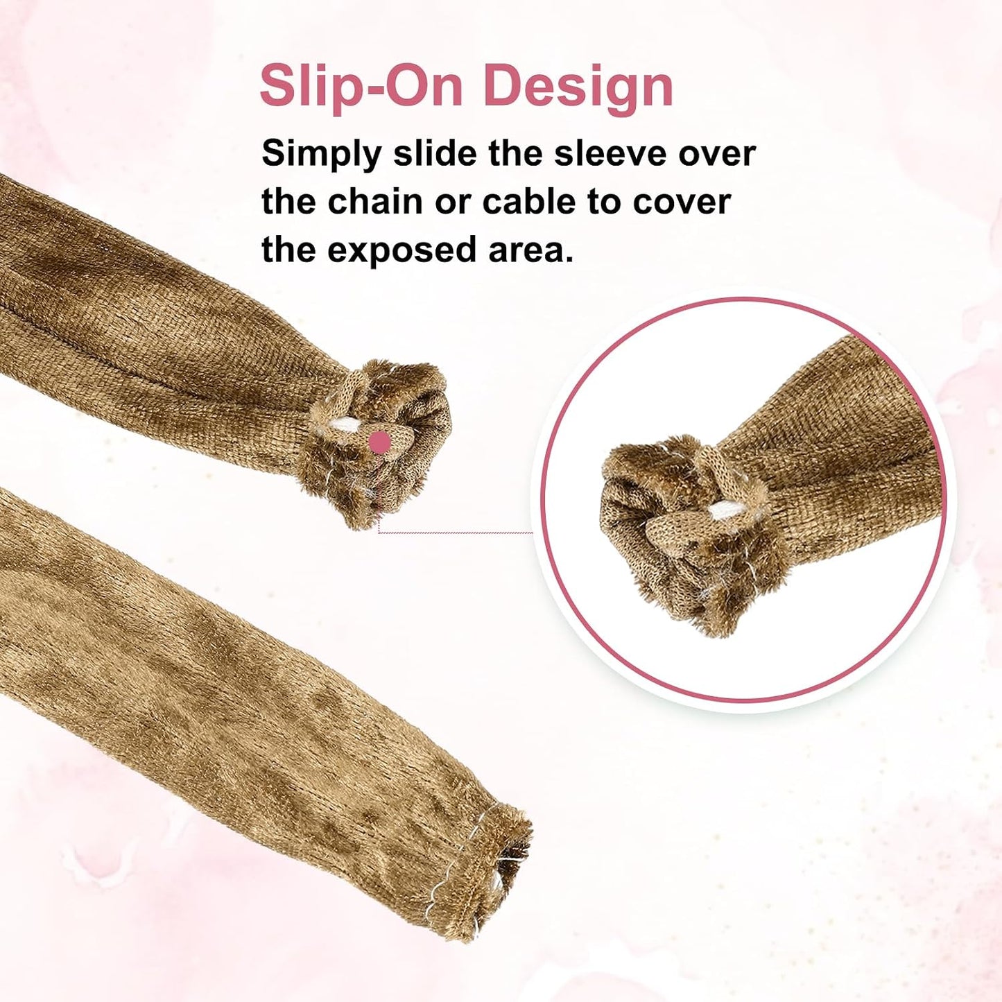 VIAPUICE 3.3 1 Chandelier Chain Cord Cover Ft, Pcs Hanging Light Chain Sleeve Slip-On Fabric Cord Covers in Flannel