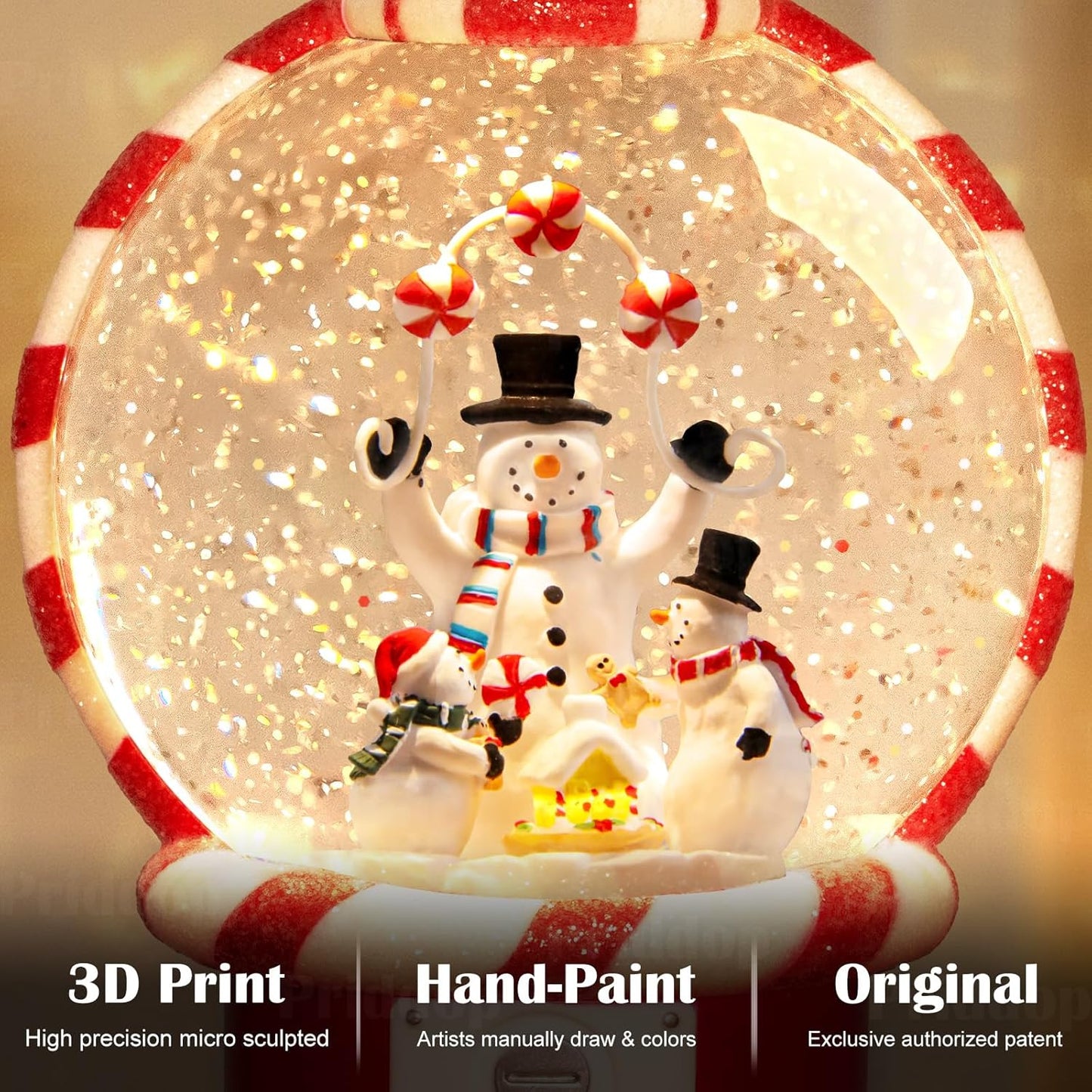 Priddop Snowman Snow Globe | Musical Glitter Vending Machine Christmas Decoration - 7.8 Inch