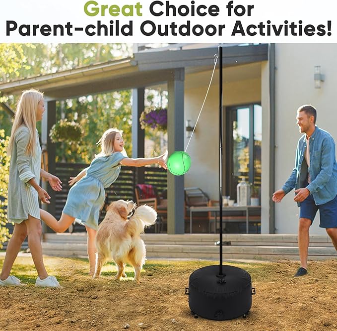 GADFISH Portable Tetherball Set with Ball and Rope, Adjustable Height Rack with Water Bag Base, Suitable for Adults & Kids Play in Indoor & Outdoor, Playground, Backyard