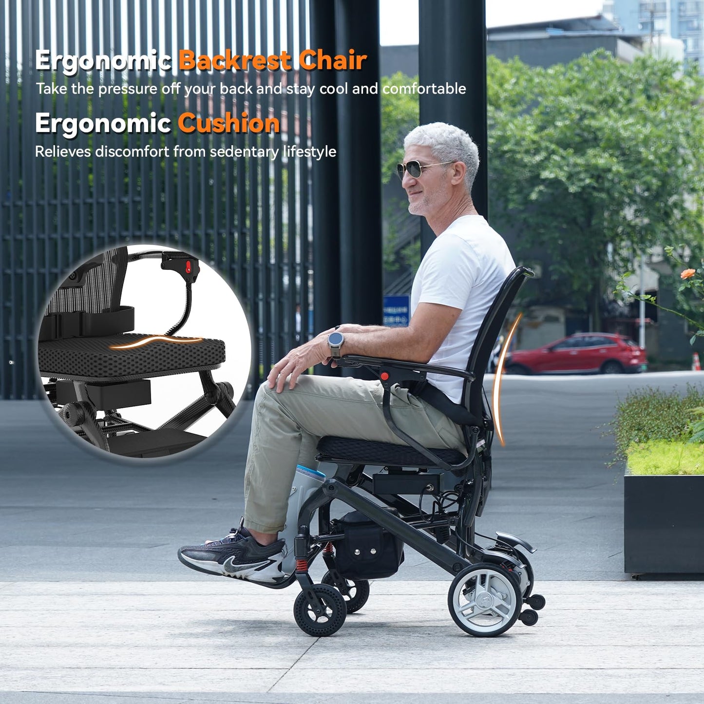 30lbs Carbon Fiber Electric Wheelchair for Adults, 15 Miles Ultra Lightweight Foldable Motorized Wheelchair,Intelligent Travel Power Wheelchair, Portable Airline Approved,Black