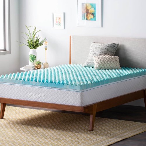 Linenspa Gel Memory Foam Mattress Topper - Reversible Egg Crate Design for Comfort - Full Size