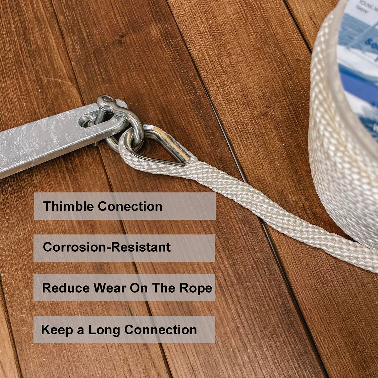 Young Marine Anchor line Anchor Rope Solid Braided Multifilament Polypropylene 3/8'' x50