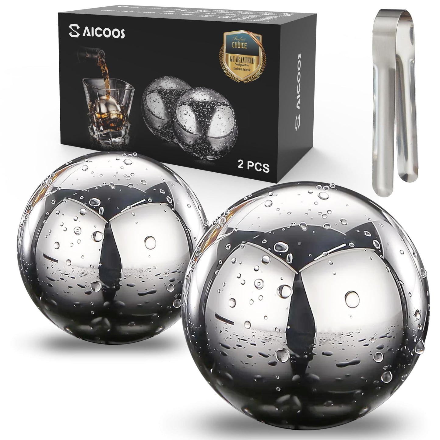 Reusable Metal Ice Cubes for Drinks - Stainless Steel Ice Round Balls, for birthday gifts for men, boyfriend and housewarming gifts