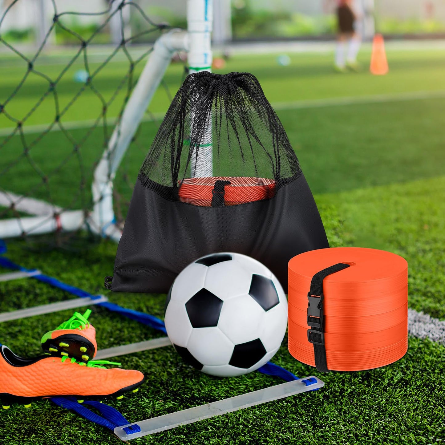 Silipull 24 Pcs 6 inch Flat Cones Spot Markers Non-Skid Floor Hole Soccer Cones Field Court Spot Markers Flat Discs Soccer Training Equipment for Football Sports Speed Agility Practice (Orange)