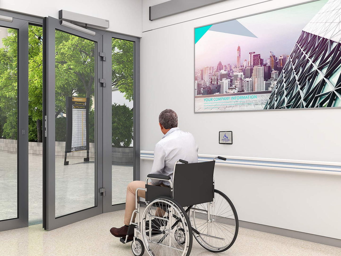 Handicap Door Opener for Disabled People, Low Energy ADA Swing Door Operator with Stainless Steel Handicap Push Buttons