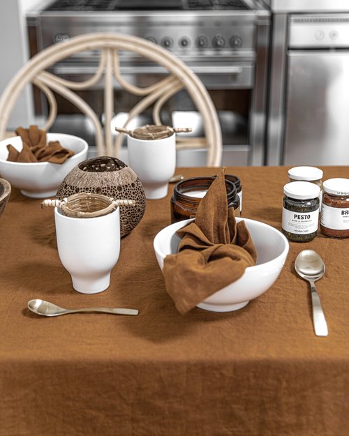 MagicLinen 100% Linen Napkins - Reusable Kitchen Cloth Napkins for Everyday Use - Eco friendy Dinner Table Napkins Set of 4 - Cinnamon Color