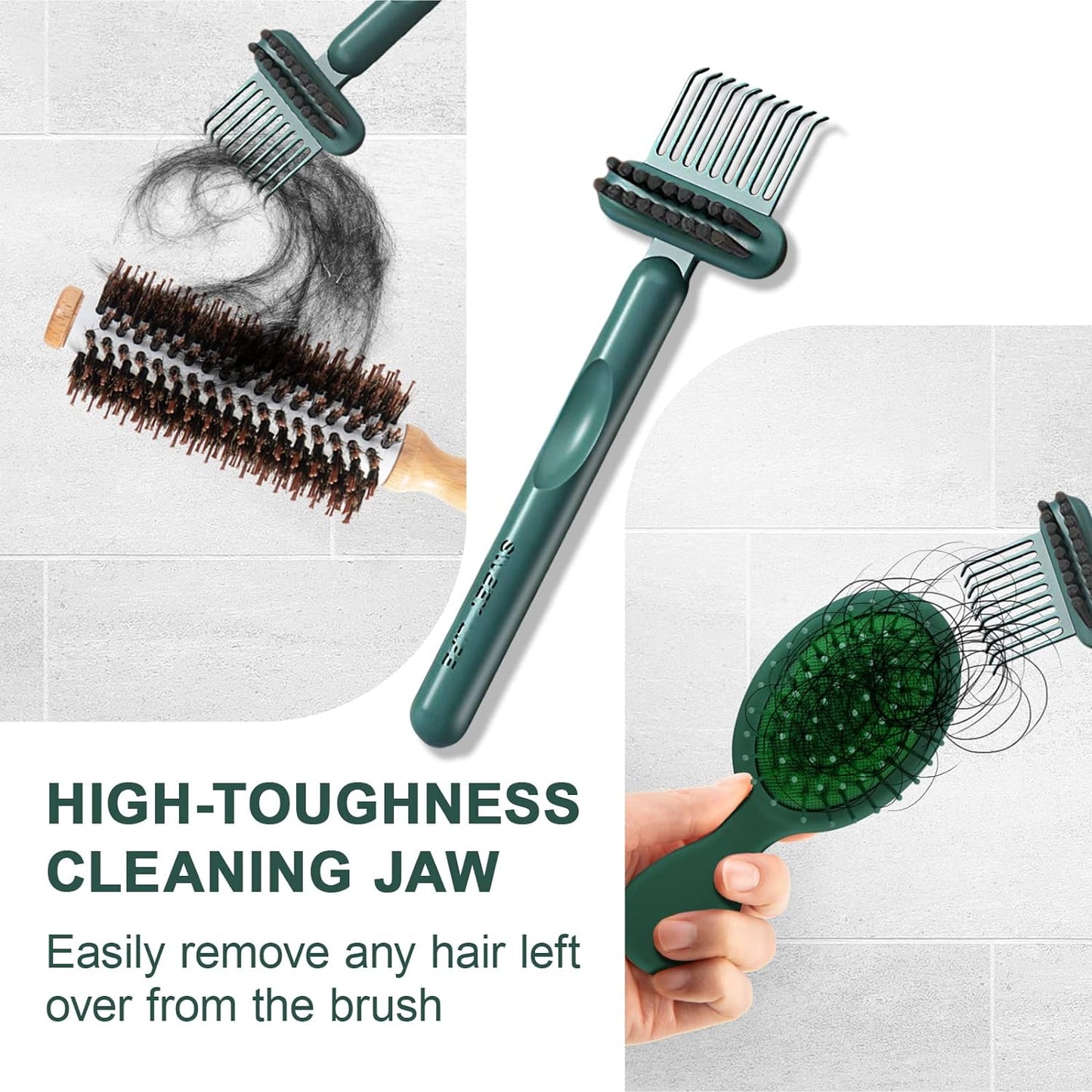 RHOS 2-in-1 Hair Brush Cleaner - Effortlessly Removes Hair and Dust | Ideal for Home and Salon Use (Green)