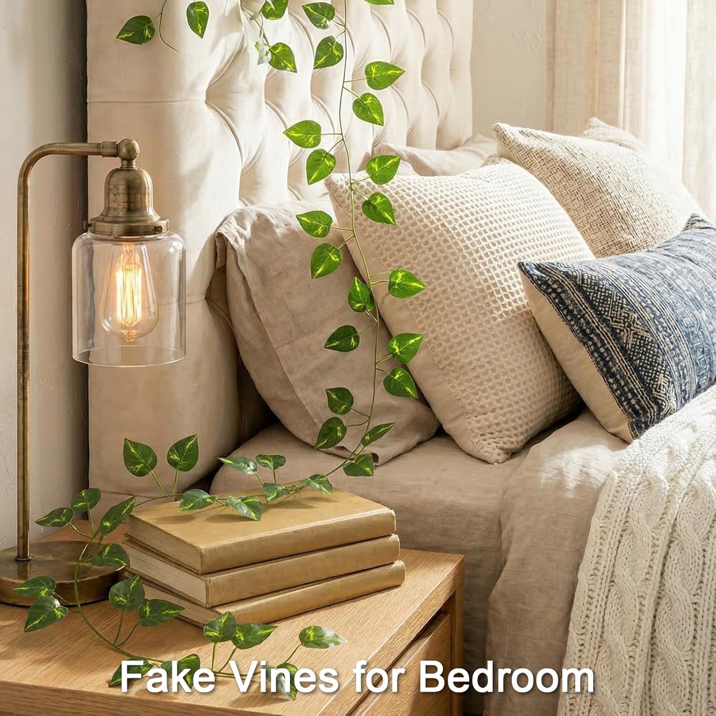 Suddus Artificial Pothos Leaves | 33 Feet Faux Greenery Hanging Garland for Home & Garden Decor