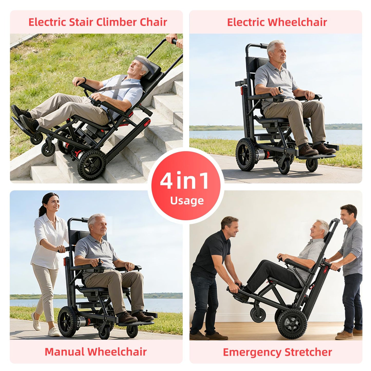 Foldable Electric Wheelchair for Seniors, All-Terrain Power Wheelchair with 15-Mile Long Range, 620W Powerful Motor Portable Lightweight Mobility Chair with 12" Puncture-Proof Tires No Installation