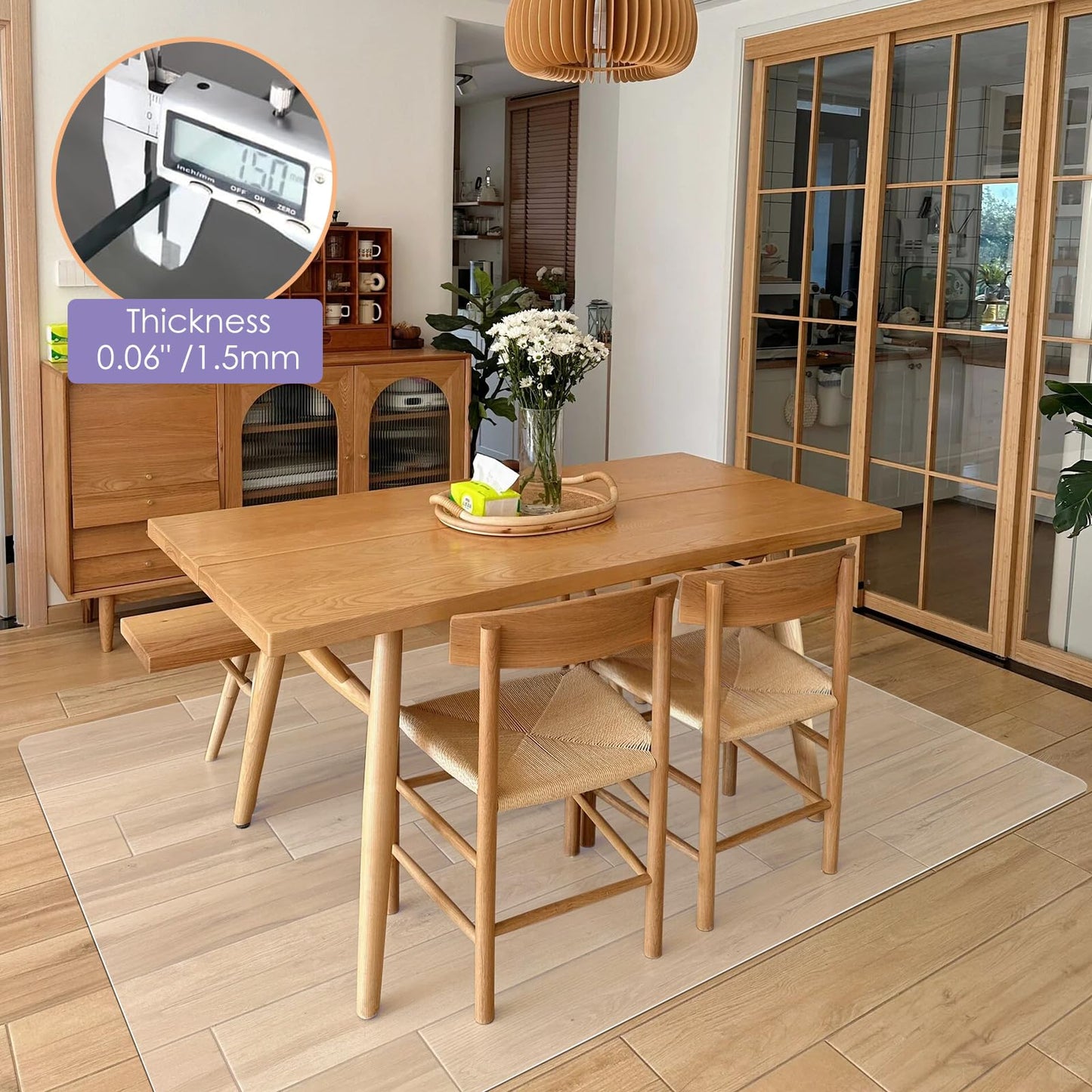 Vicwe Area Mat for Hard Floor, 4.75'×7' Clear Area Rug for Home, PVC Non-Slip Floor Protector for Dining Room, Large Anti-Scratch Floor Mats for Kitchen,Laundry Room