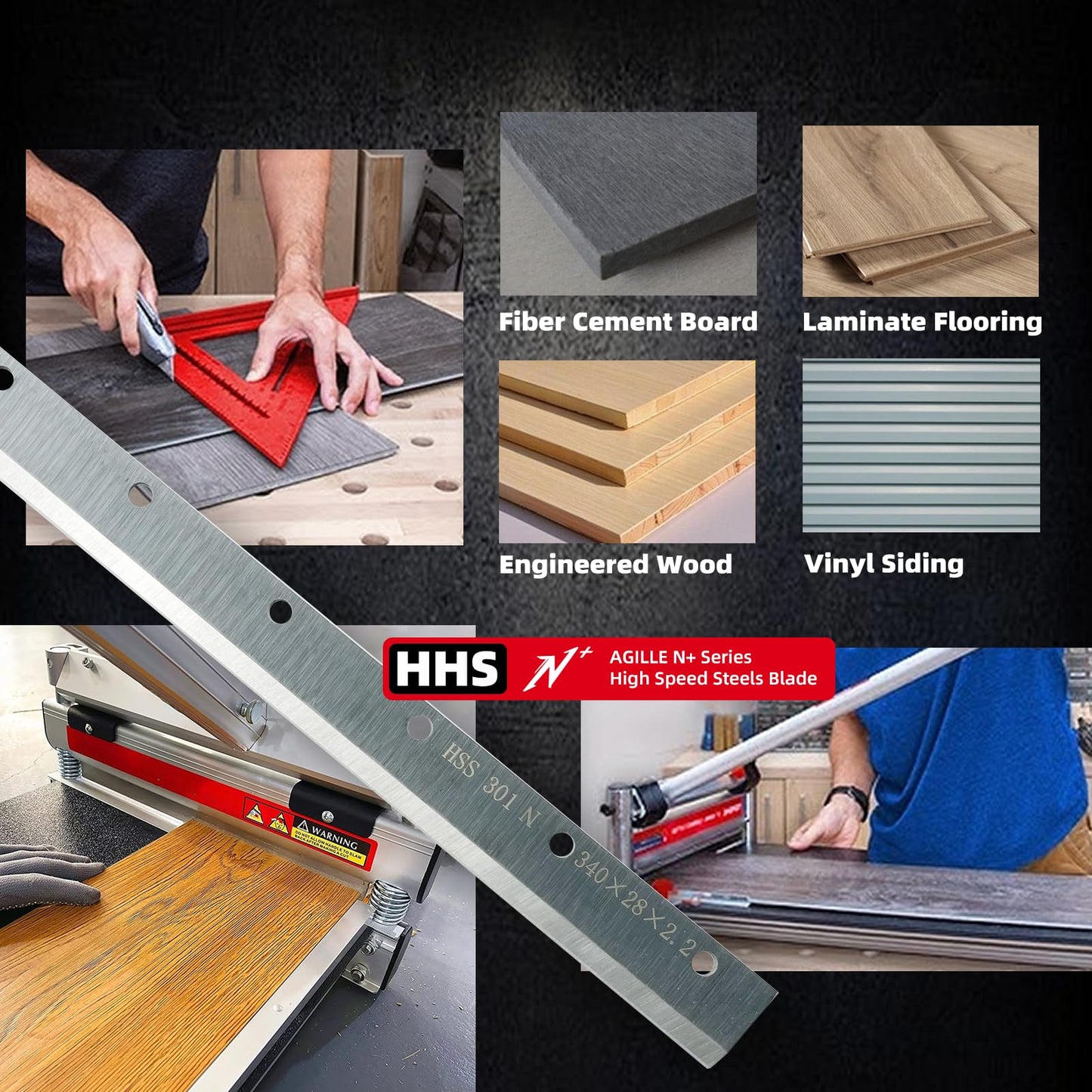 AGILLE 13" Laminate Flooring & Siding Blade, Compatible with Norske Tools NMAP002, 2100009 Fit for Norske 13" Laminate/Siding Cutter, Cutting Fiber Cement Board, Engineered Wood, Vinyl Siding, Silver