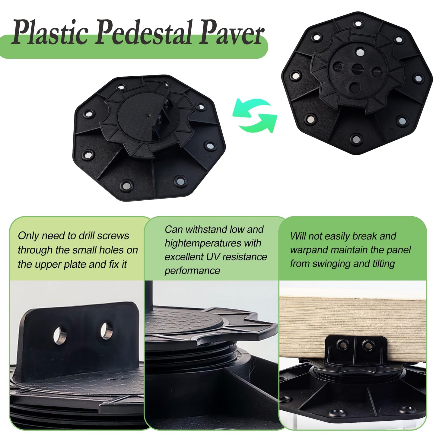 50 Pack Deck Block, Adjustable Deck Support Plastic Pedestal Paver, Shed Base Deck Leveling Blocks Post Base, 18-30MM Level Up Deck Support Pedestals Shed Foundation Kit