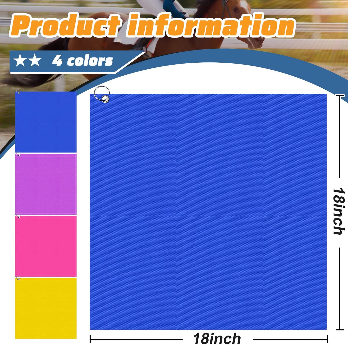 Equestrian Training Flag 4 Pieces Equestrian Training Equipment Nylon Flag with Flagpole(Yellow, Pink, Purple, Dark Blue)