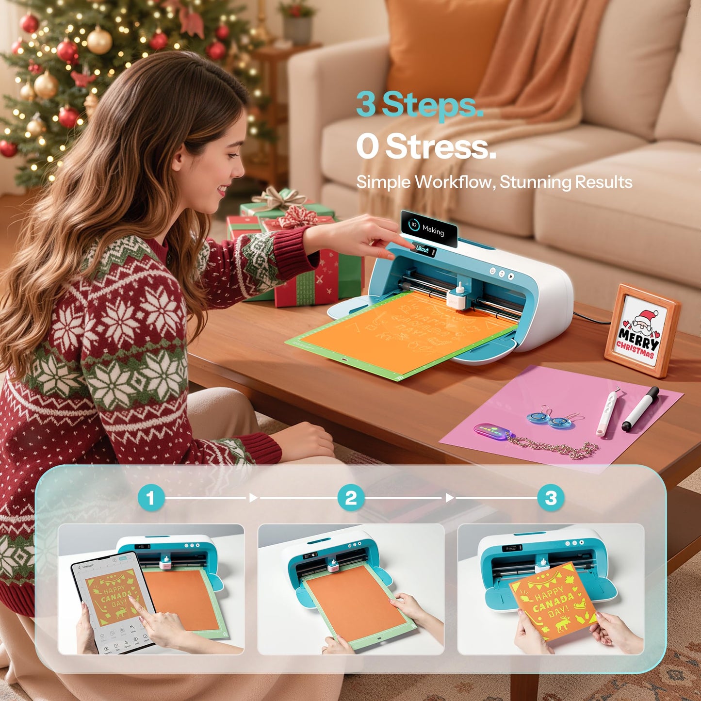 Likcut Portable Vinyl Cutter S41 with 8.5" x 12" LightGrip Cutting Mats for Craft DIY with Precision Grid for DIY Paper, Stickers & Cardstock