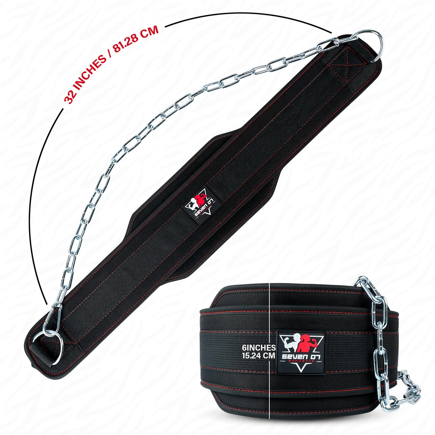 Dip Belt with 30" Stainless Steel Chain, 550-650 Lbs Weight Capacity, Neoprene Weight Lifting Belt, Perfect Weighted Belt for Pullups, Dips, Squats, Gym Workout & Crossfit Training