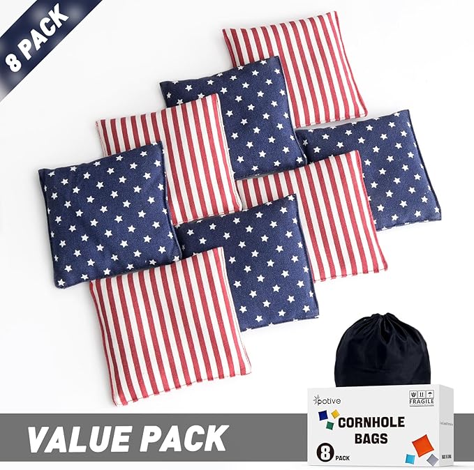 Cornhole Bags Set of 8 Regulation Corn Hole Bean Bags for Cornhole Game, Professional Weather Resistant Corn Hole Bags with Tote Bag