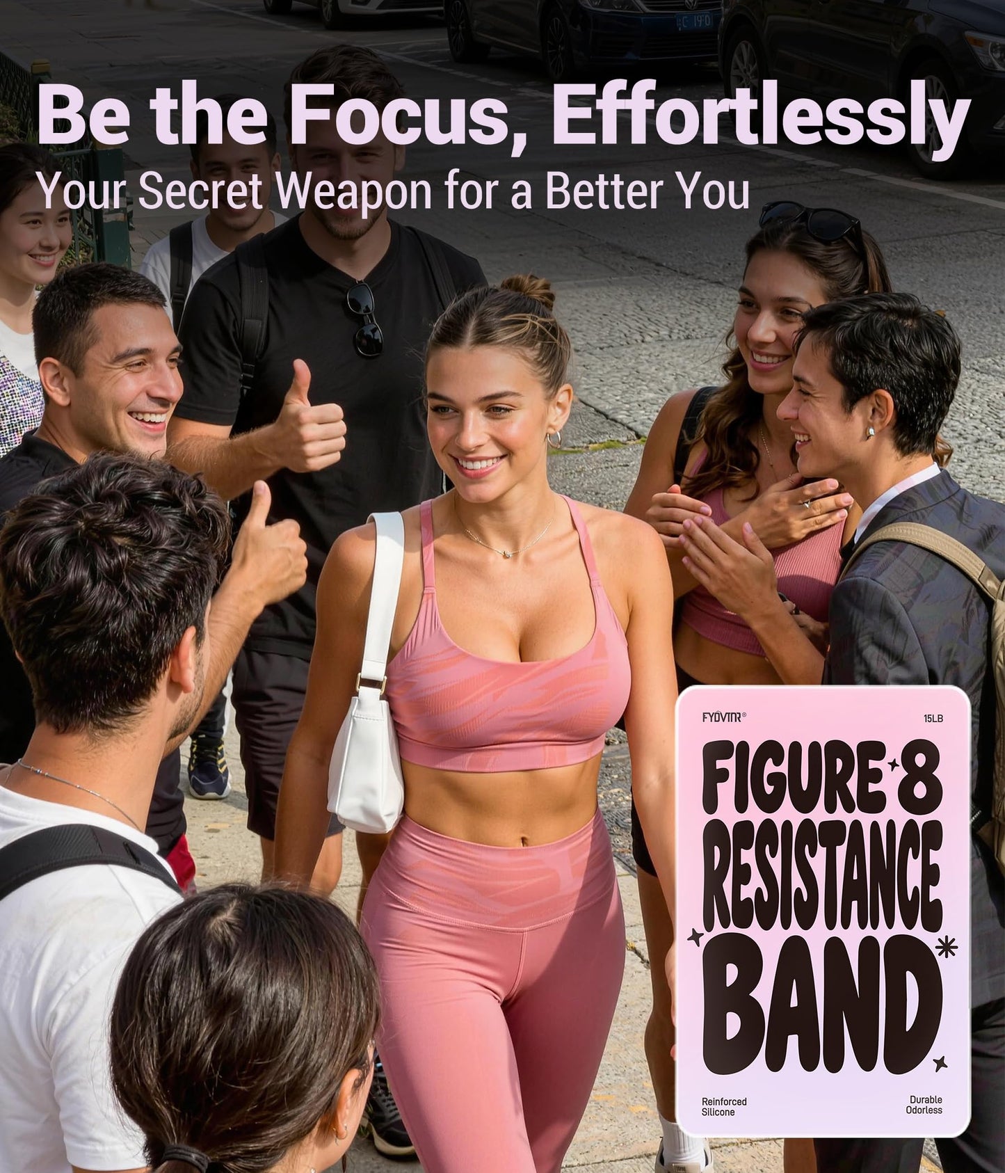 Figure 8 Resistance Bands for Women with User Manual, Upgraded Durable & Odorless Silicone for Arm Back Shoulder Yoga Pilates & Physical Therapy