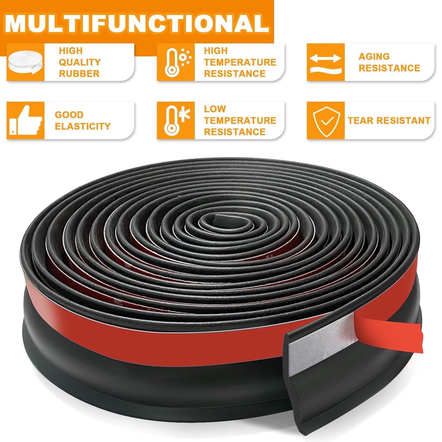 Universal Garage Door Threshold Seals Bottom Rubber Replacement, weatherproofing Garage Door Weather Stripping with Nails (20ft)
