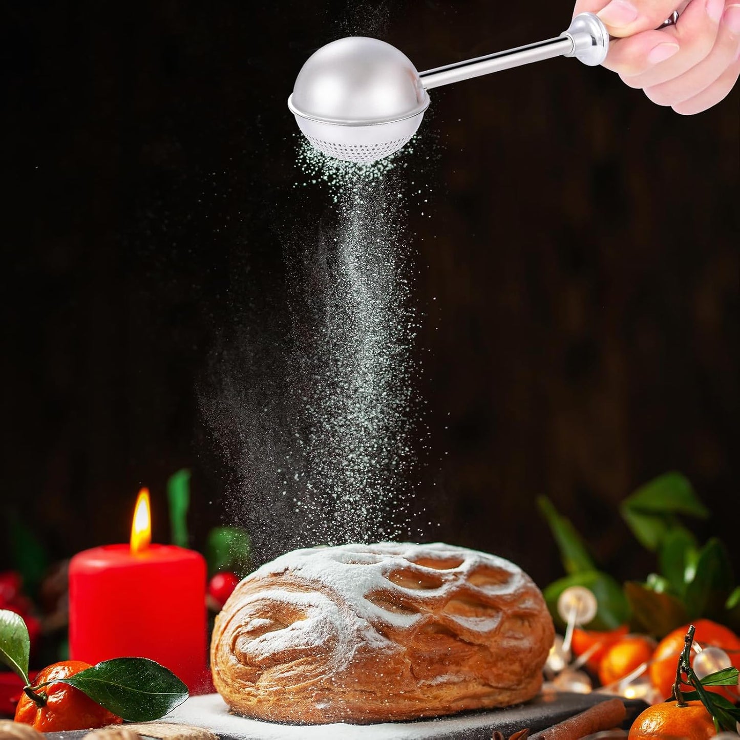 XVBITOR Sugar Shaker - Stainless Steel Powdered Sugar Duster with Fine Mesh Dispenser & Spring Handle