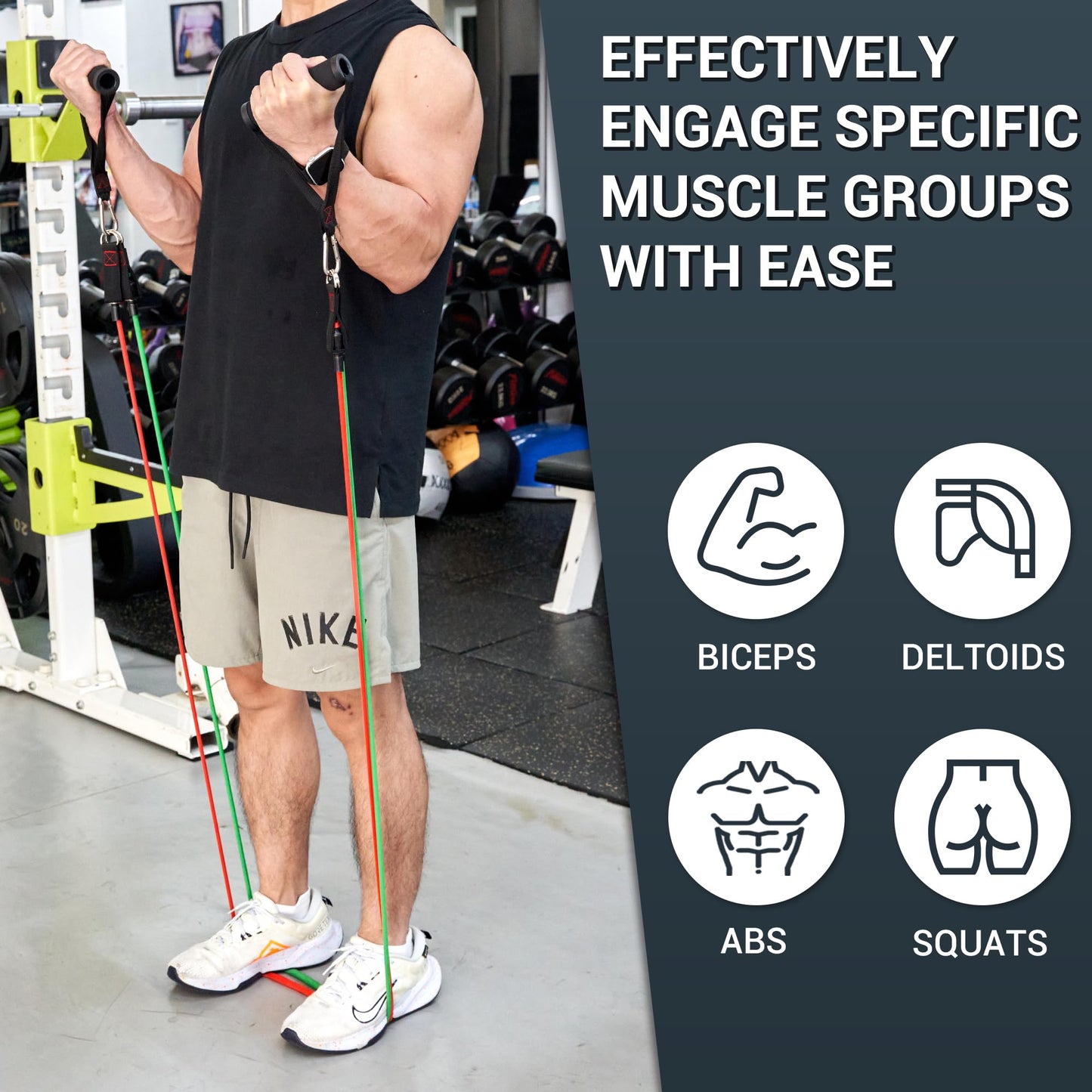 TheFitLife Resistance Bands Set 250lbs – Heavy Resistance Bands for Home Gym, Advanced Strength Training Equipment with Handles, Door Anchor & Ankle Straps (Red-Grey 250LBS)