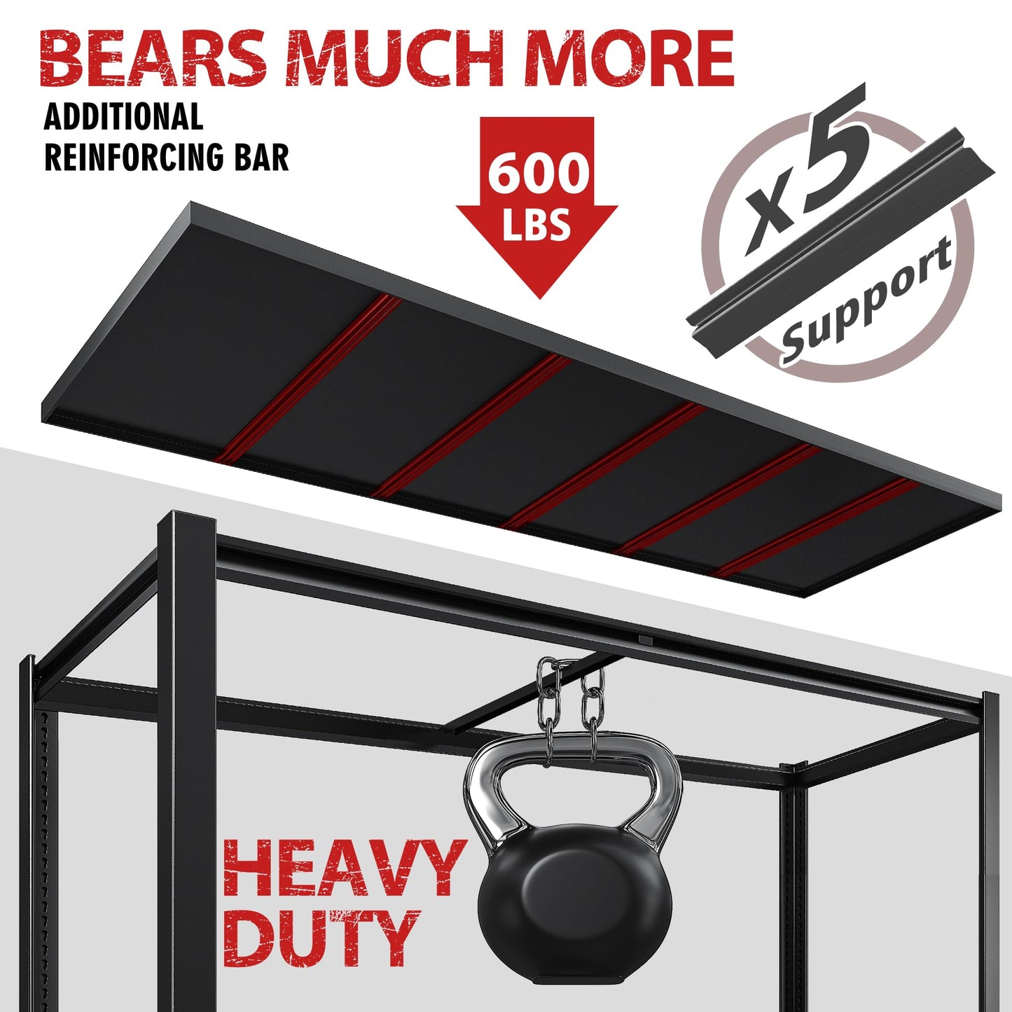 REIBII 78" H Garage Shelving,Garage Storage Heavy Duty Shelves Shelving Unit Load 3000LBS,5 Tier Adjustable Metal Shelves for Warehouse, Basement, Pantry, Factory, 55" W x 26" D x 78" H