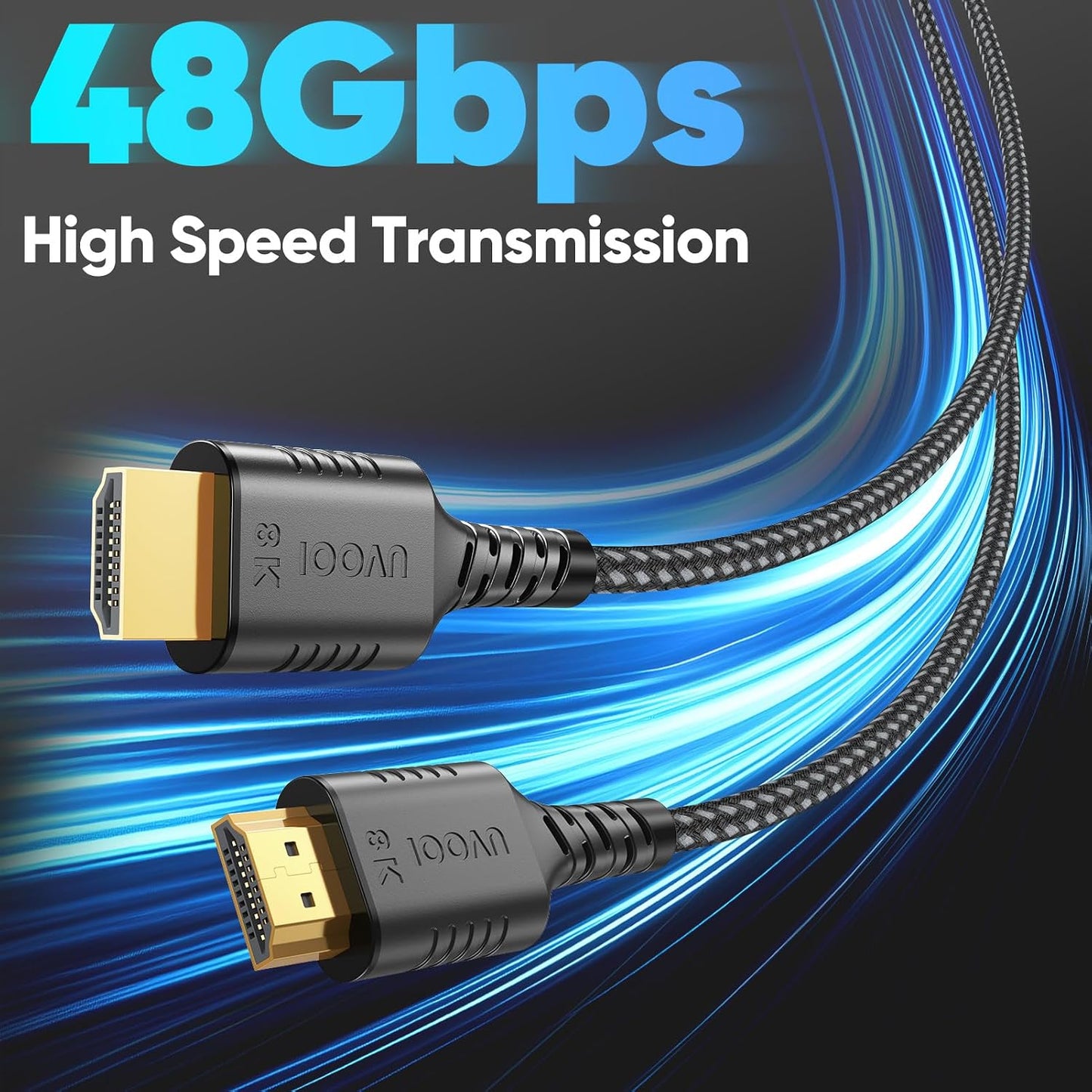15 Cable,15 2.1 Cl3- 8K 48Gbps, CL3 2.3, HDR10+ PS4/PS5, FT HDMI HDMI Shielded Long Cable with Ultra High Speed HDMI