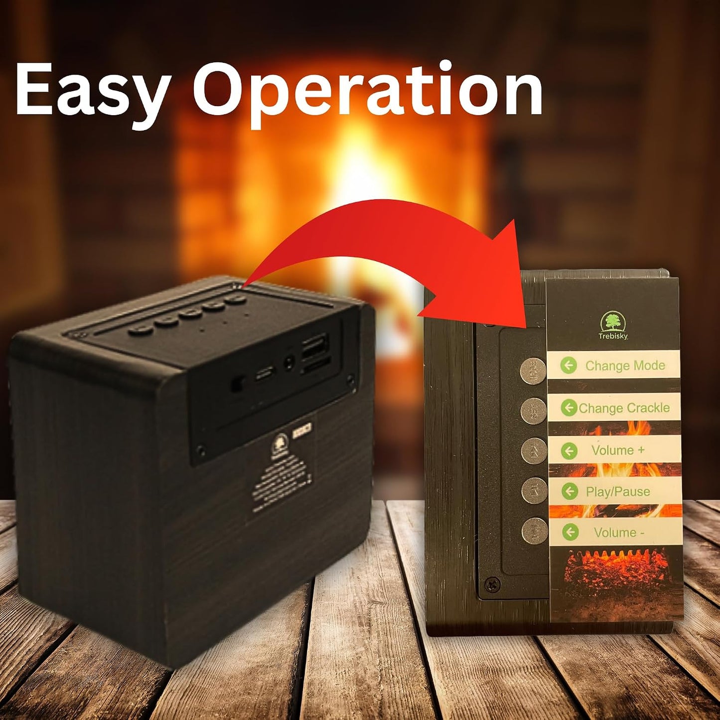 Trebisky 2) Fire Crackler Sound System Comfort Crackling Sound Effect Maker Rechargeable Portable Bluetooth Speaker