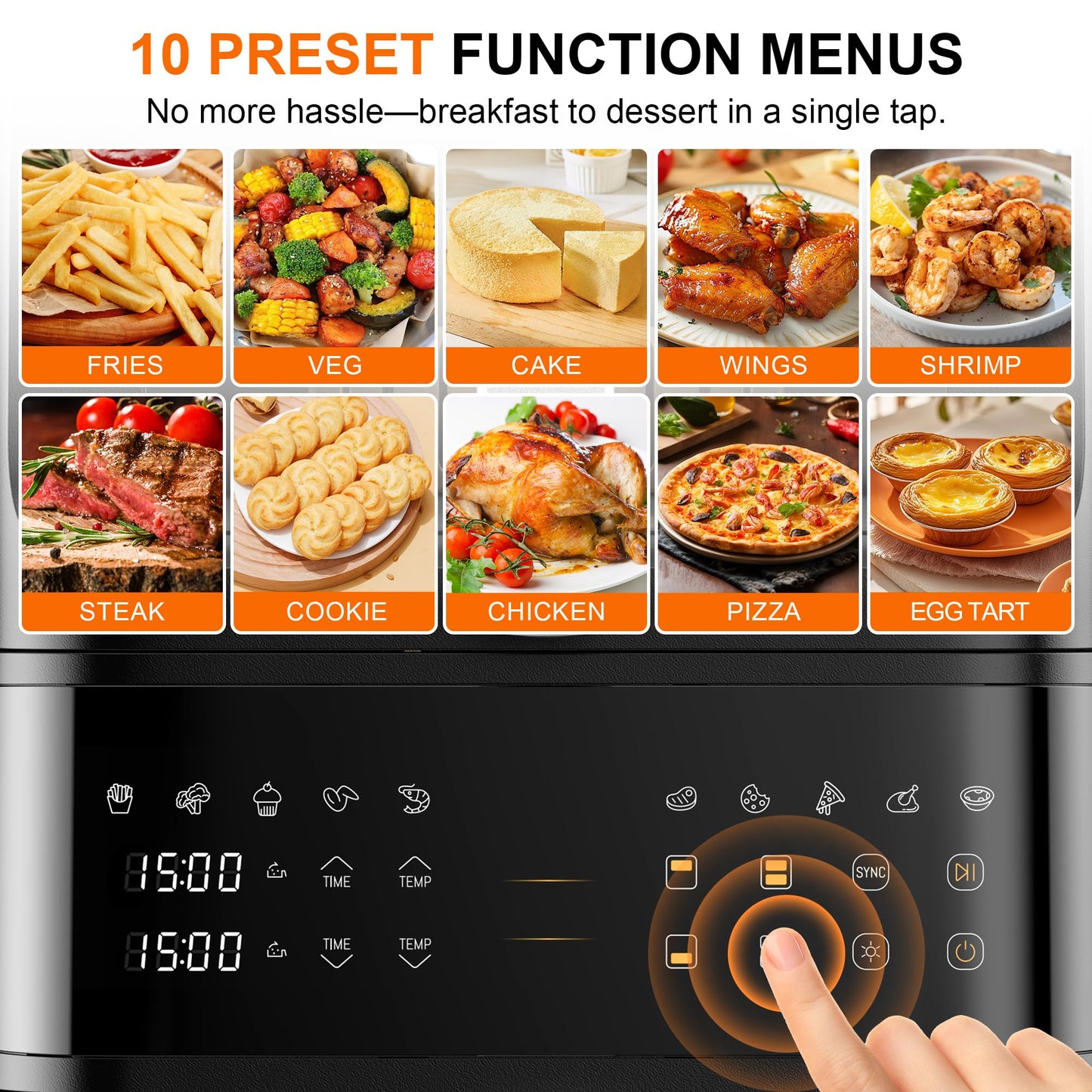 13QT Dual-Basket Air Fryer, Vertical Compact Large Air Fryers with viewing window & Independent Light, 10-in-1 Presets for Home Family, Bake/Grill/Dehydrate/Reheat, Freidora De Aire Dishwasher-Safe