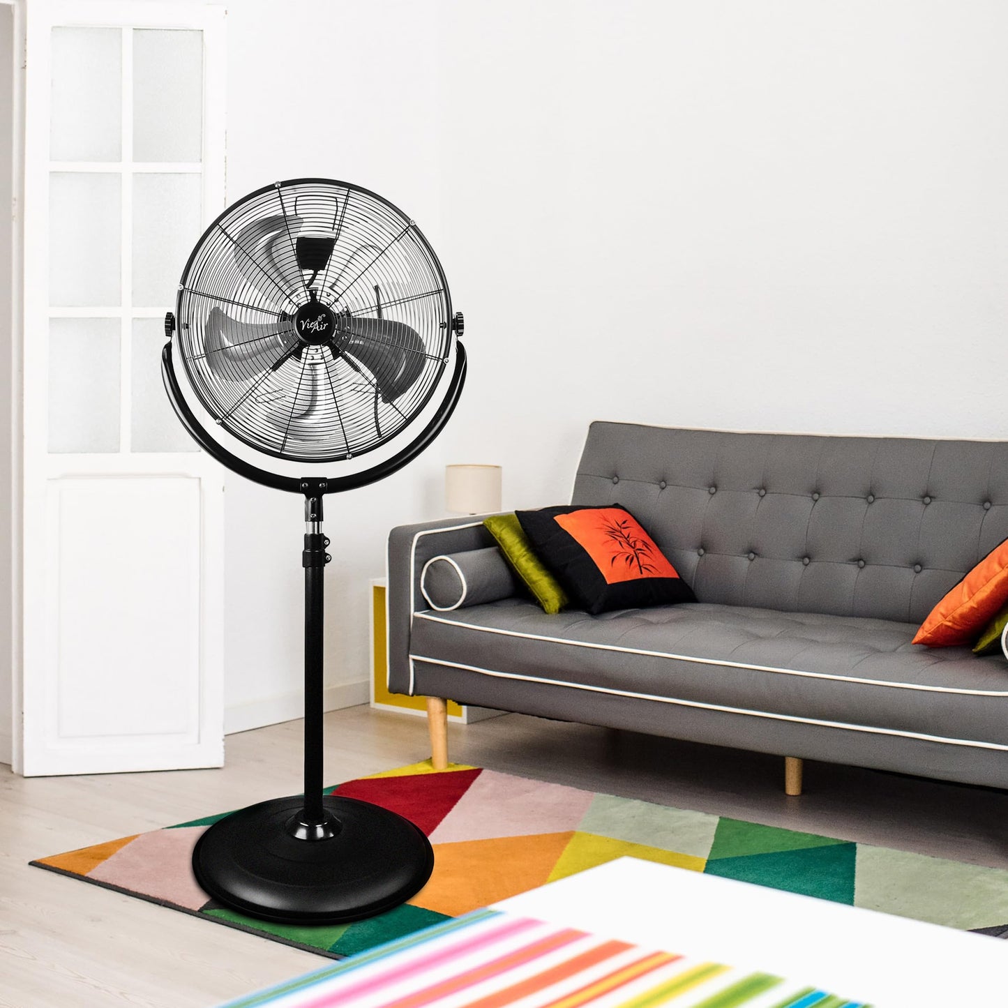 Vie Air 20" Industrial Heavy Duty Powerful and Quiet Metal High Velocity 360 Degree Tilting Pedistal Drum Fan