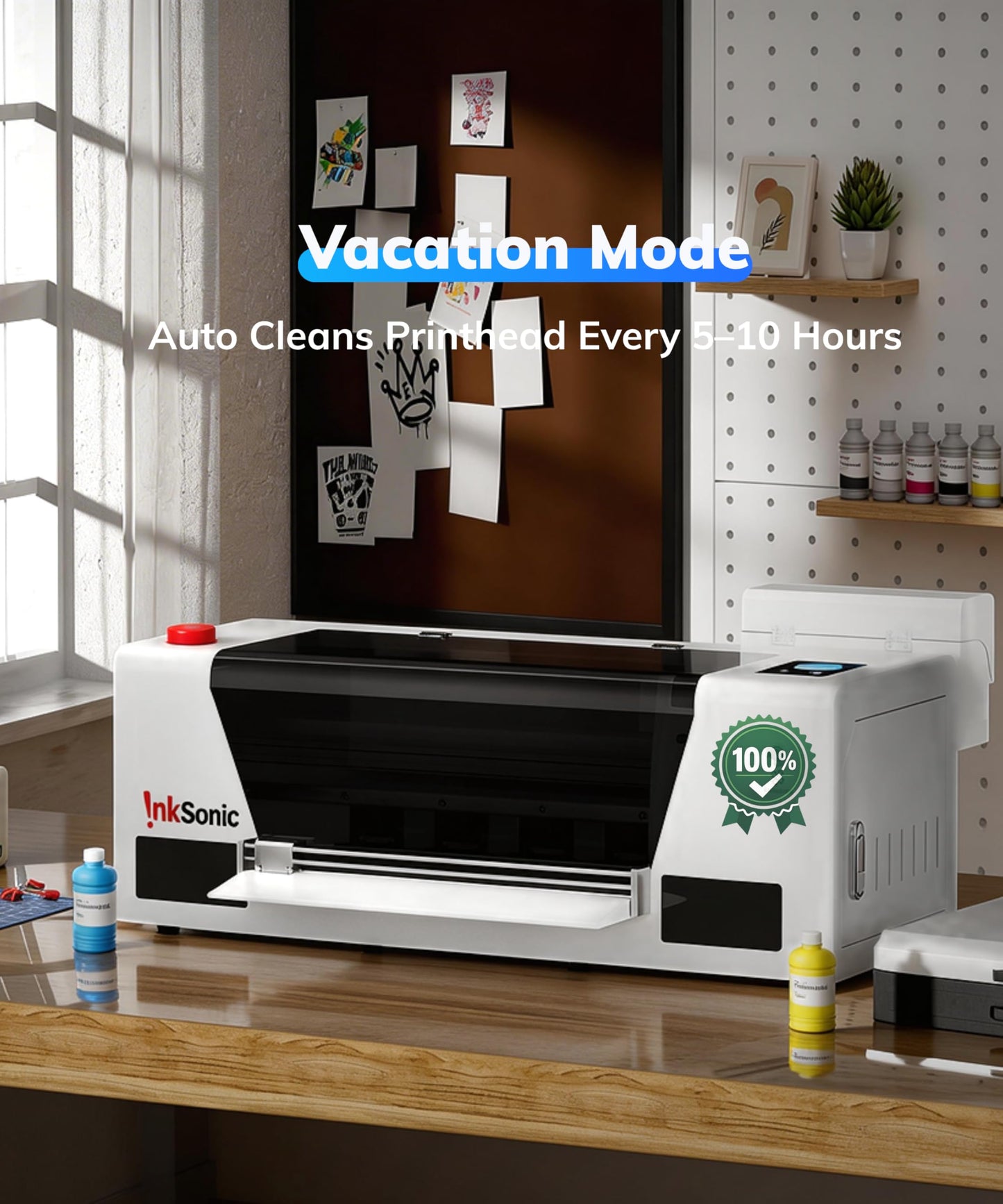 INKSONIC A3+ DTF Printer with F1080 Anti-Clog Printhead, 13" T-Shirt Printer Machine Bundle with Laptop & Supply, 2X Faster Than L1800/R1390, 2026 Upgraded H13 with CISS & 24/7 Auto Maintenance