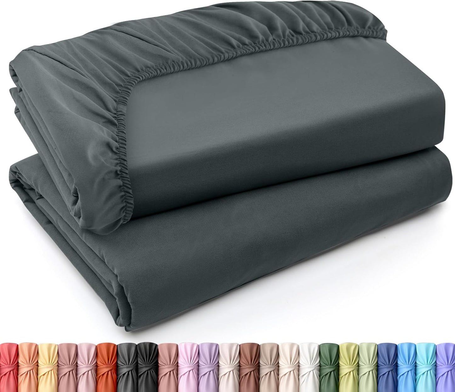 Utopia Bedding Twin XL Fitted Sheets - Soft Brushed Microfiber with Deep Pockets - 2 Pack in Grey