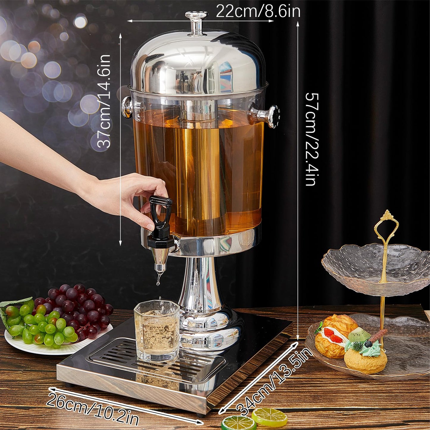 Gisafai 3 Pcs 2 Gallon Drink Dispensers for Parties, Beverage Dispenser with Stand, Stainless Steel Hot Cold Juice Dispenser with Centre Ice Core and Drip Trays for for Beer, Water Lemonade