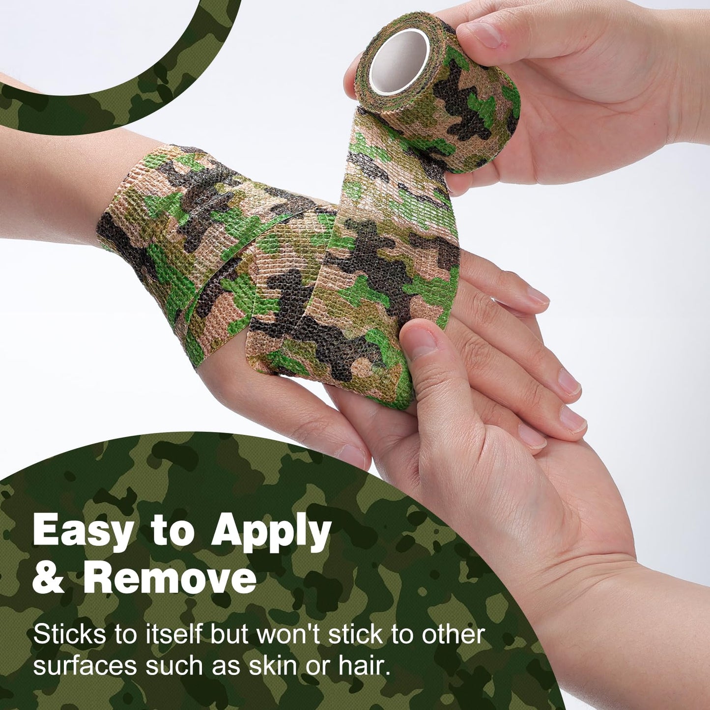 AZEN 16 Pack Self Adhesive Bandage Wrap, 2" X 5 Yards Elastic Cohesive Bandage Wrap, Athletic Tape, Vet Wrap, Ankle Tape, Tattoo Tape Wrap (Camo)