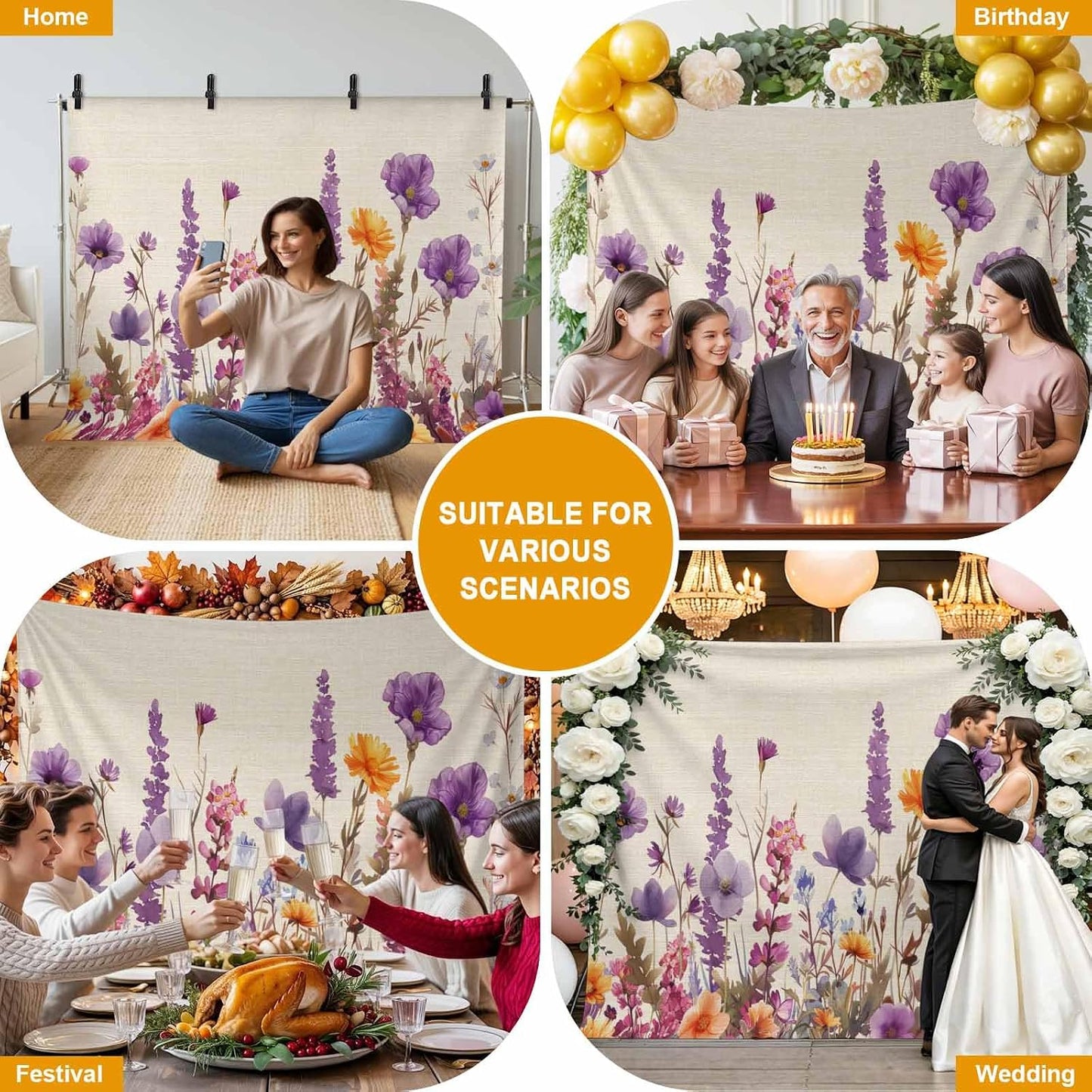 Vyrn Klynt Country Decor,12x8ft Flower Purple Lavender Plant Photography Backdrop for Portrait Photo,Photoshoot