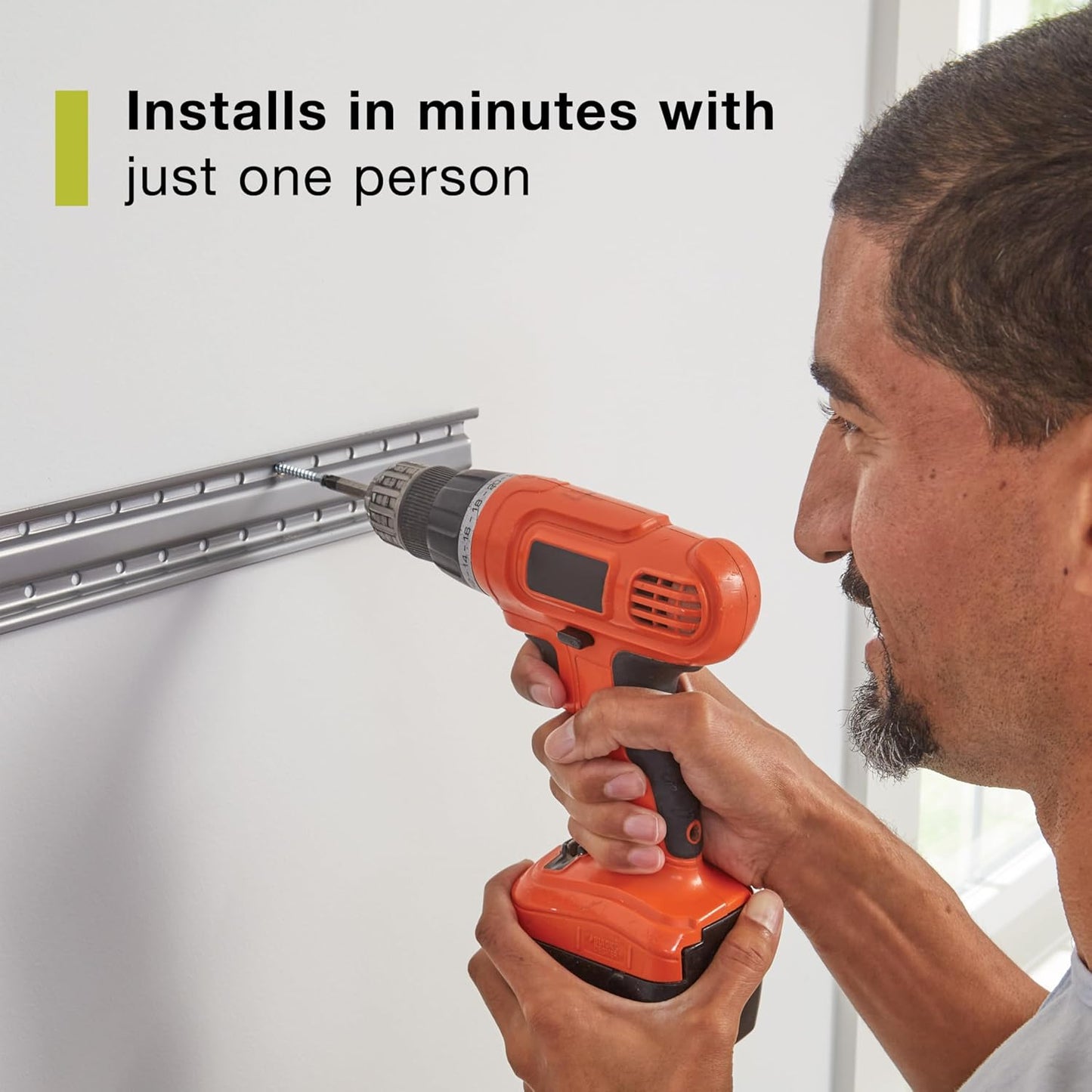 Rubbermaid 15-Piece FastTrack Garage Storage Kit - Wall-Mounted with 4 Rails & 11 Hooks for Tools & Equipment