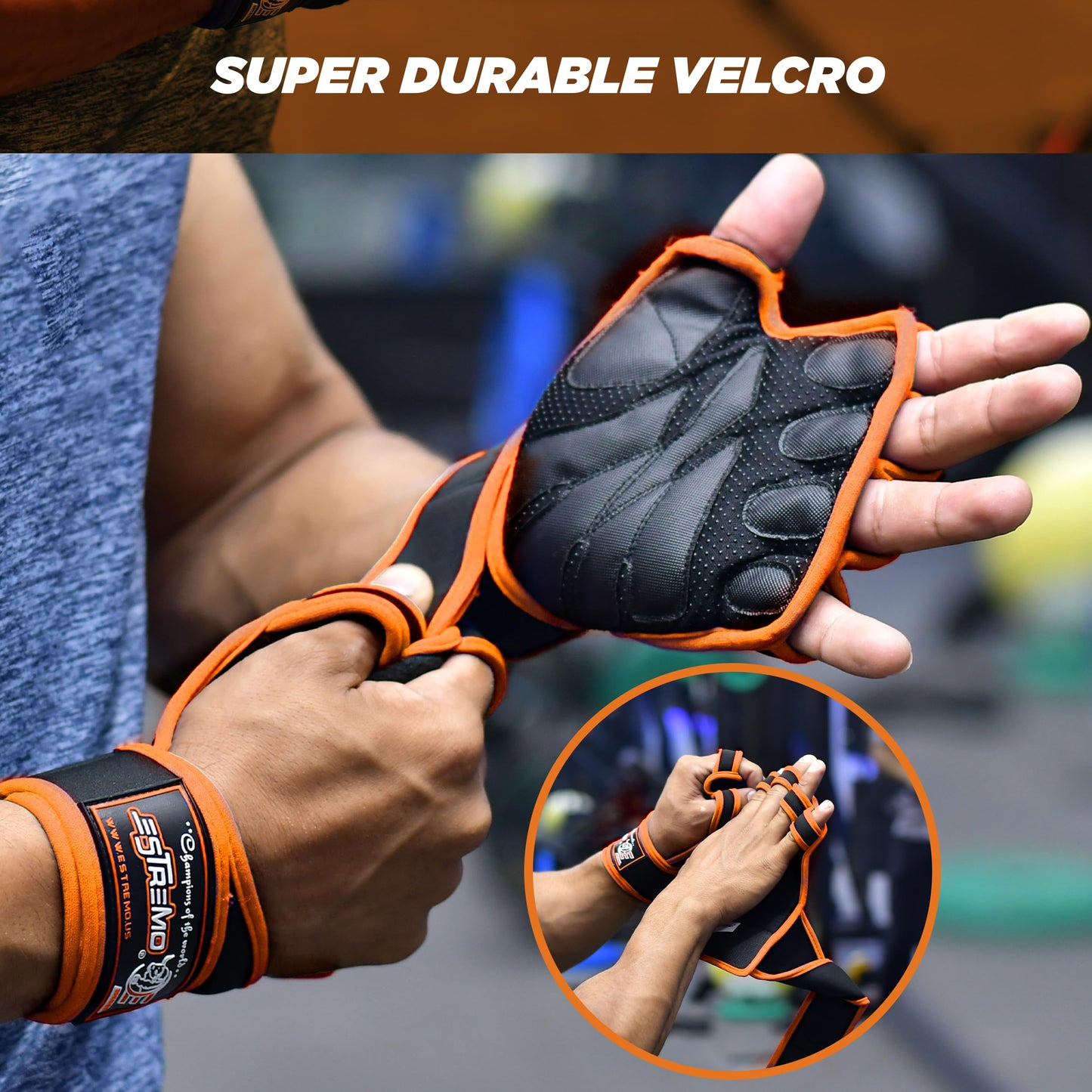ESTREMO Workout Gloves for Men and Women, Weight Lifting Gym Gloves for Men with Excellent Grip & Wrist Wrap Support, Full Palm Protection for Weightlifting, Cycling, Training, Pull ups, Fitness