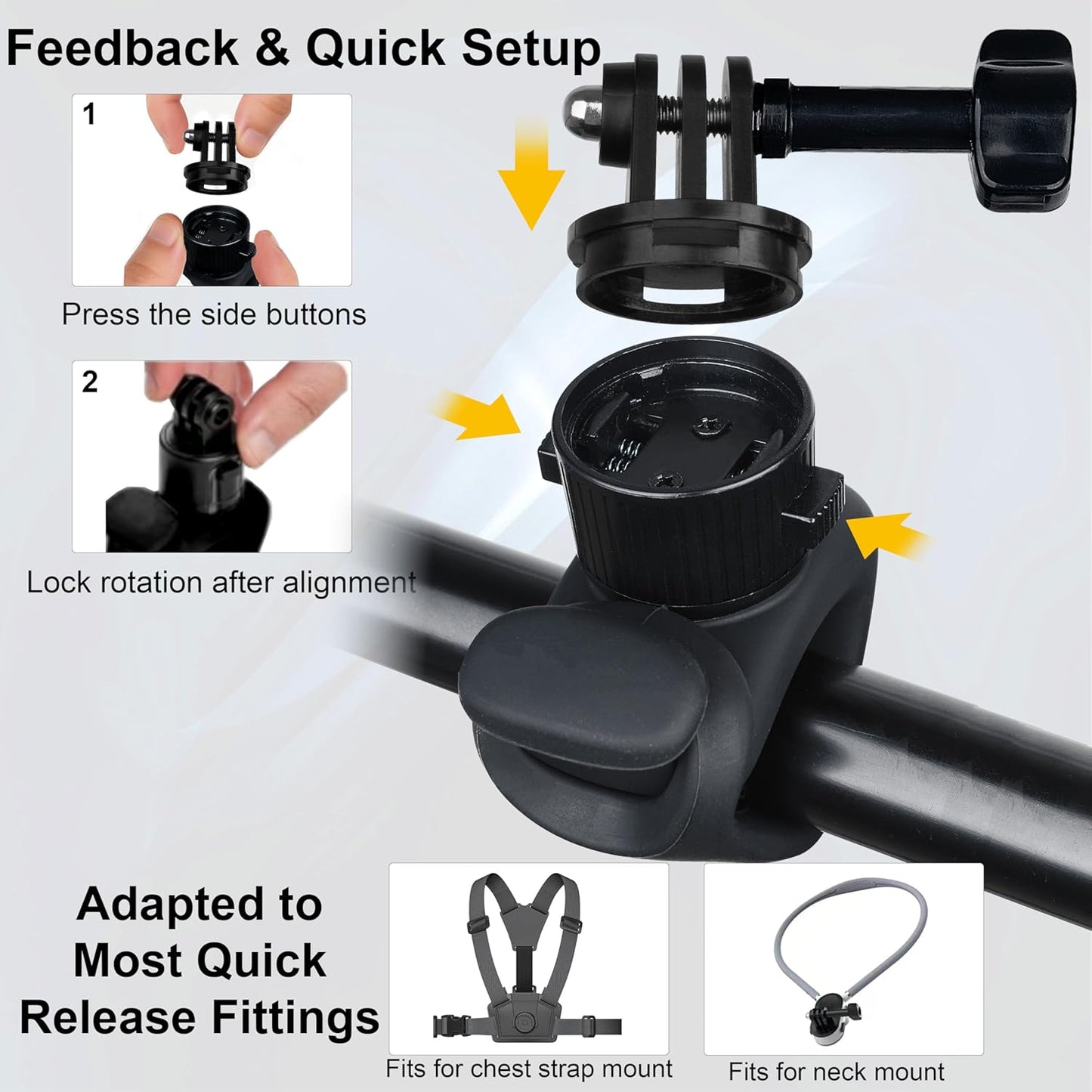 MINIFOCUS 360 GoPro/Insta360/DJI/Xtra Quick Release Flexible Camera Mount Wrap Band, Flexi Strap Mount, Bike Motorcycle