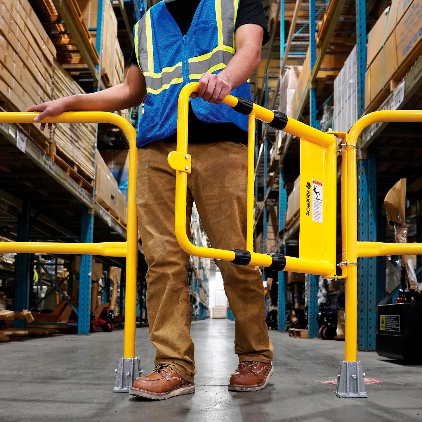 Global Industrial Universal Spring-Loaded Safety Swing Gate, 22" to 40" W Adjustable Opening, Self-Closing Safety Gate, Powder Coated High-Visibility Yellow