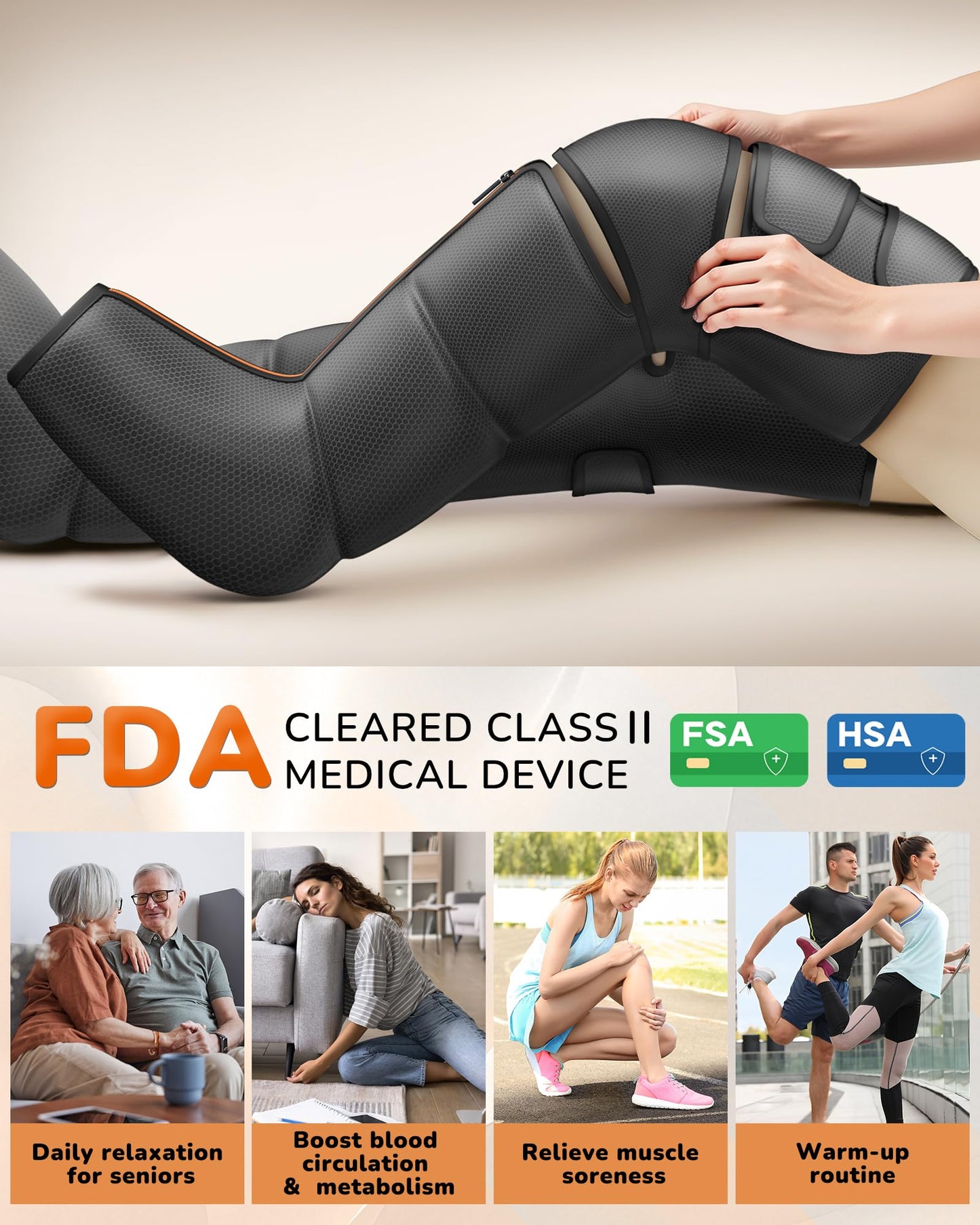JZBRAIN Leg Massager with Heat and Compression : Foot and Calf Massager for Circulation and Pain Relief, Sequential Compression Boots with 6 Modes, 9 Intensity, 3 Heat - Gifts for Mom, Dad, Him, Her